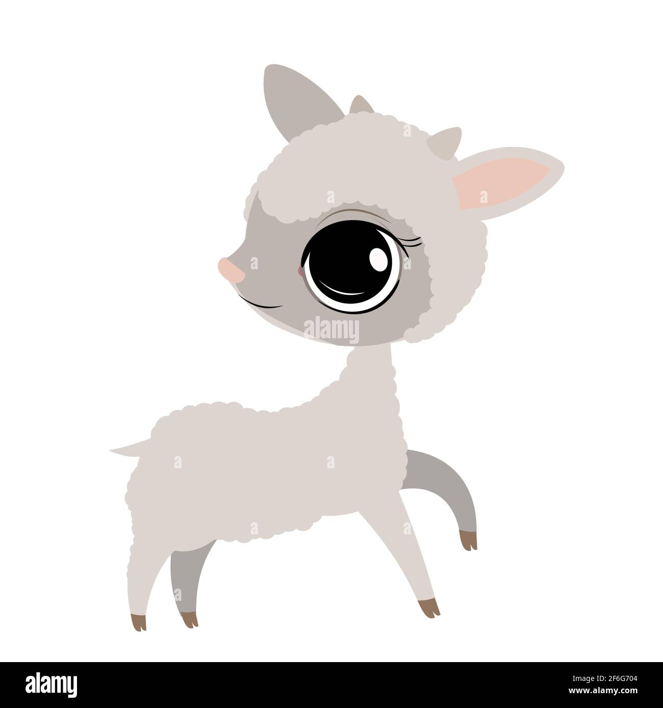 Little baby lamb. Ram. Sheep. Isolated object on a white background.  Cheerful kind animal child. Cartoons flat style. Funny. Vector Stock Vector  Image & Art - Alamy