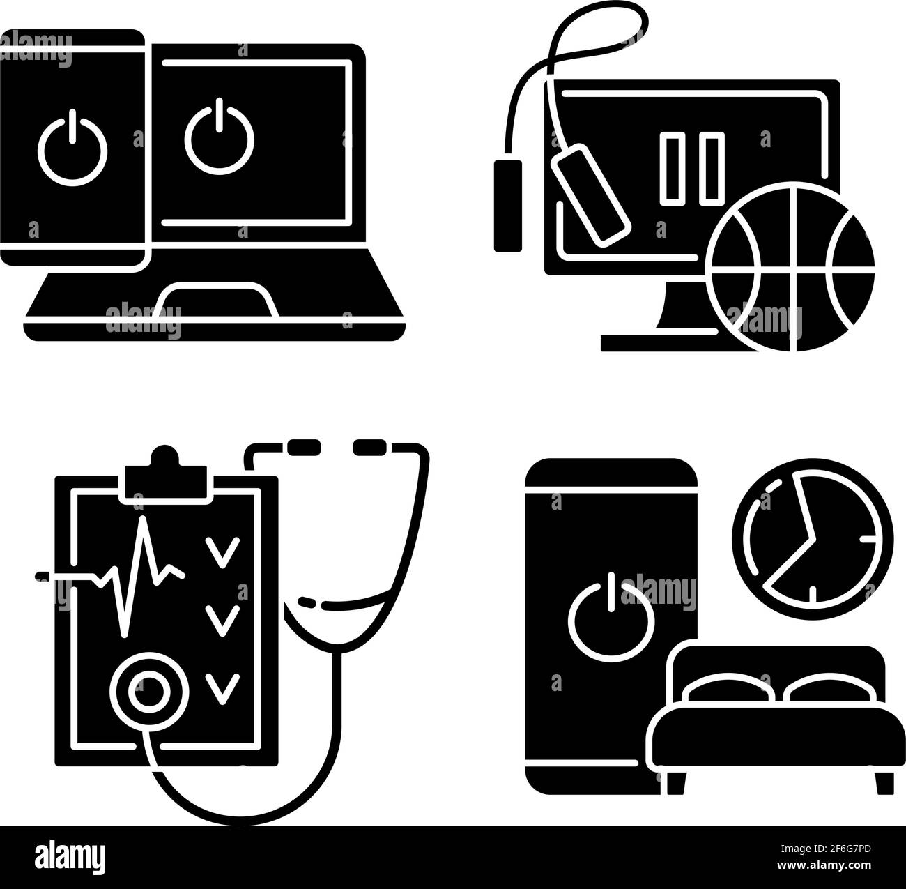 Healthy lifestyle black glyph icons set on white space Stock Vector ...
