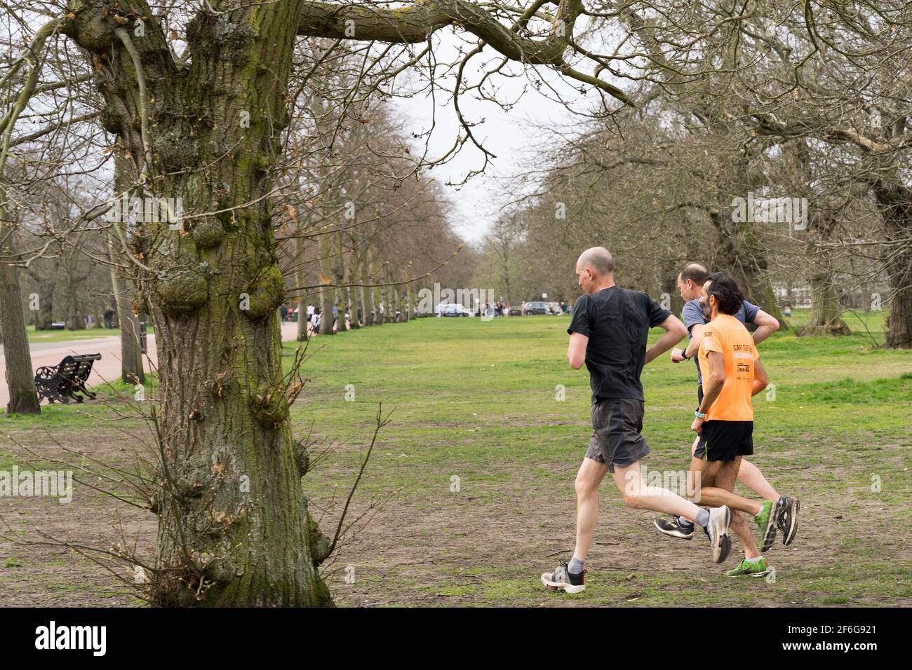 local resident run and exercise in outdoor space in London greenwich park Stock Photo