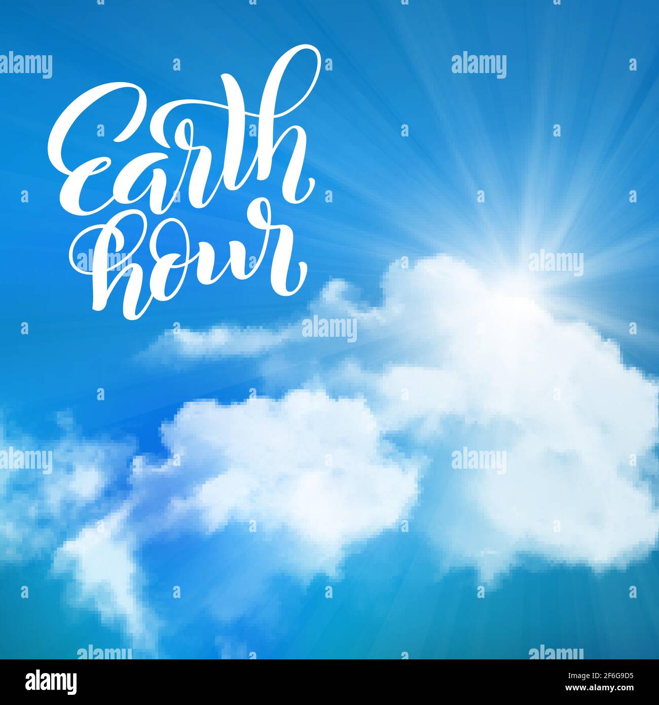 Earth hour. Template for poster with handdrawn lettering. Vector. Stock Vector