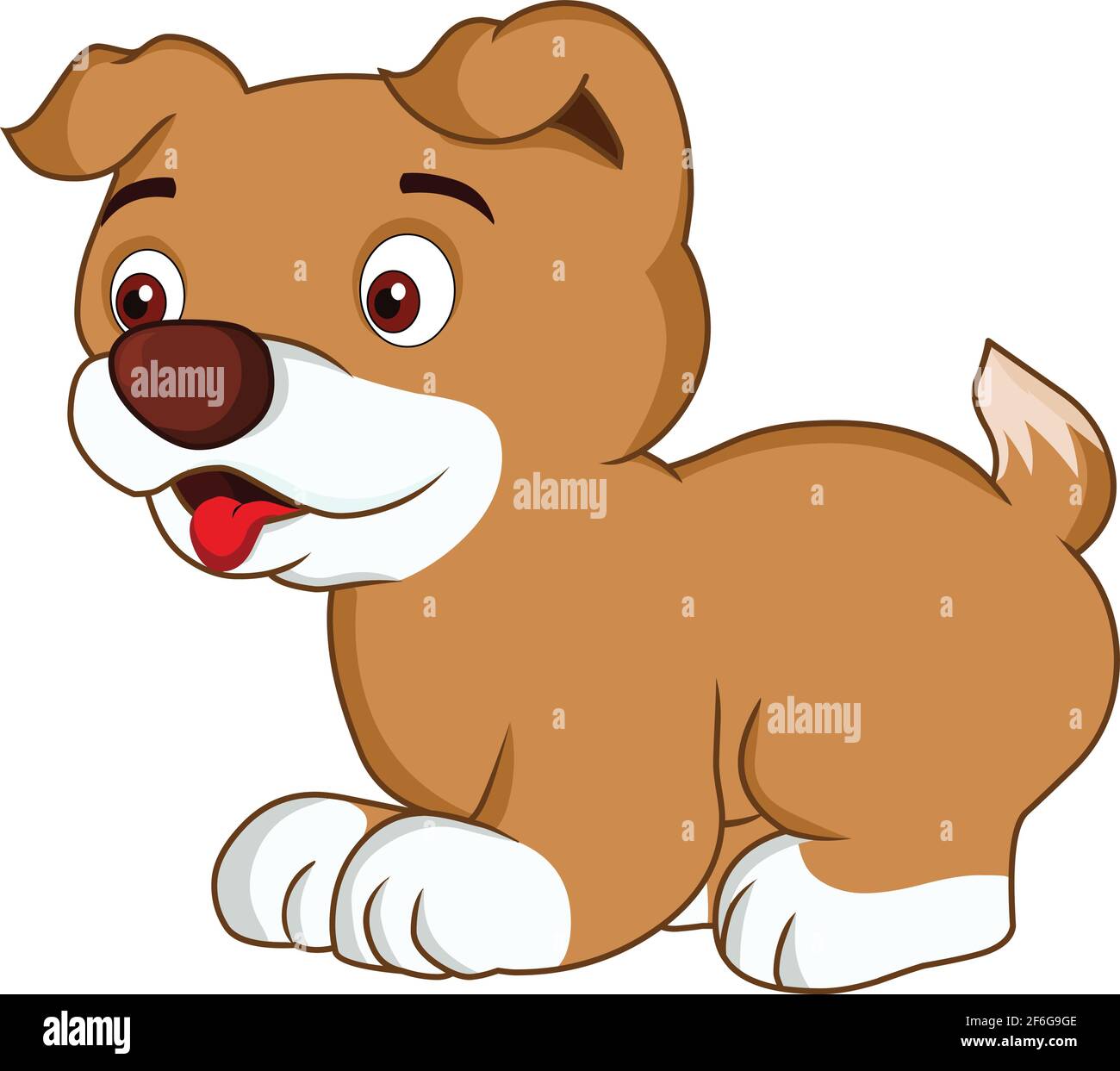Cartoon puppy sitting vector illustration isolated on white background ...