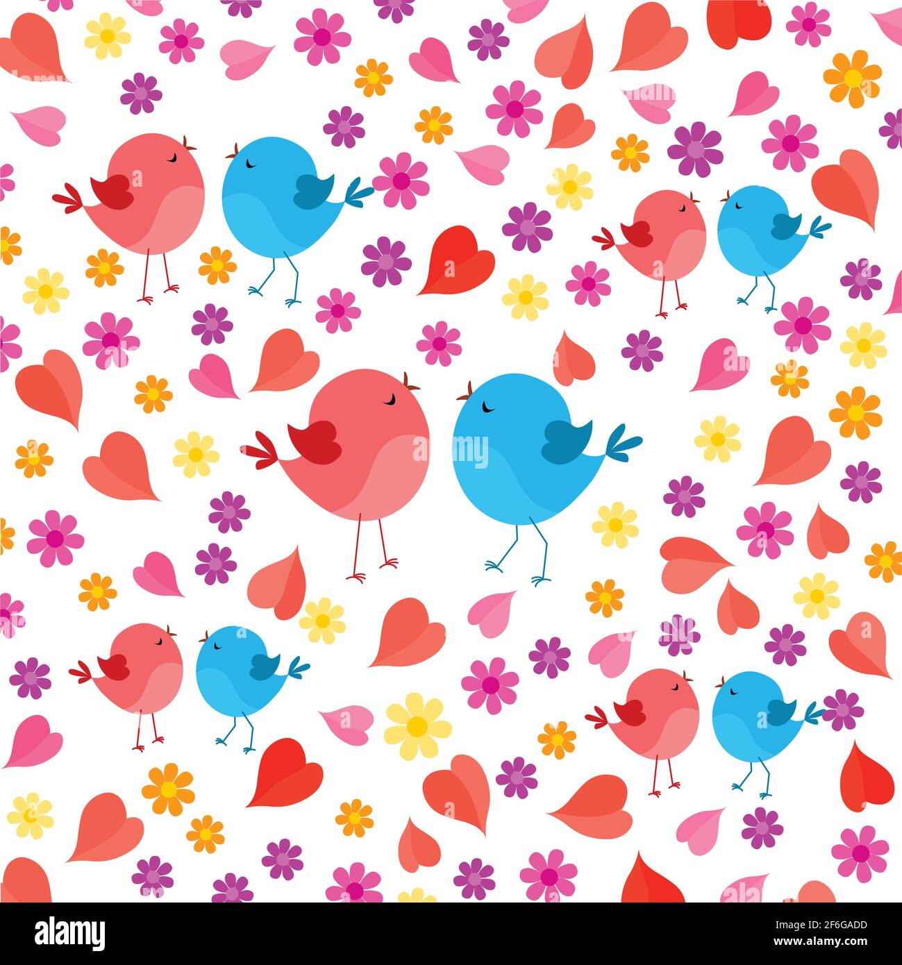 Love birds with flowers background pattern vector illustration Stock ...