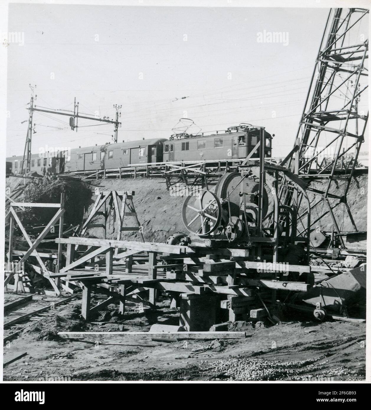 Road port plant in Skövde with the state railway's passenger train ...