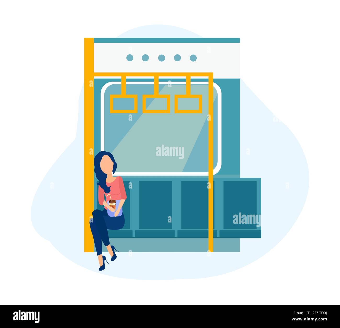 Vector of a young woman riding in the subway Stock Vector