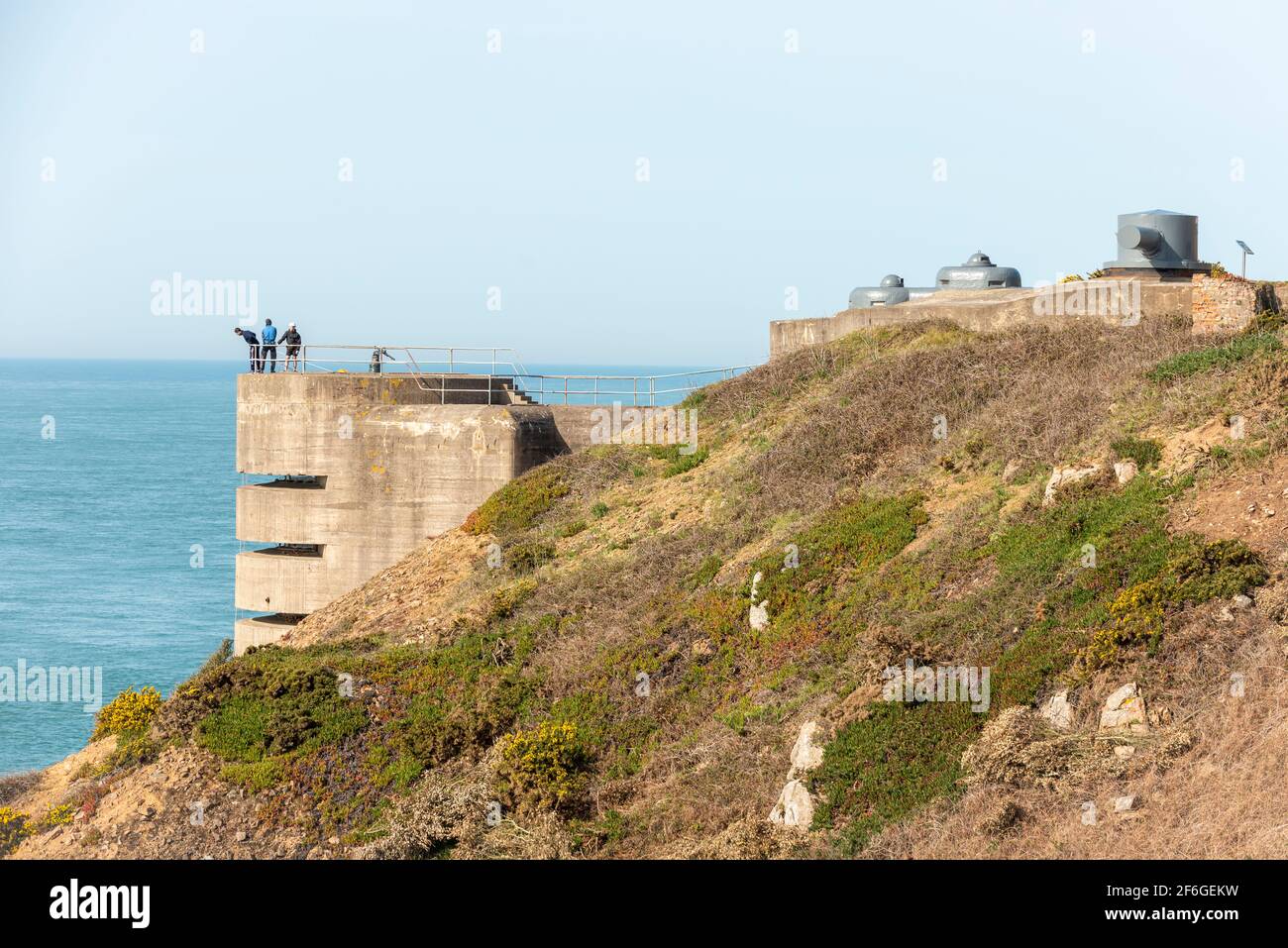 Marine Peilstand, Naval direction-finding tower at Battery Lothringen in Jersey Stock Photo