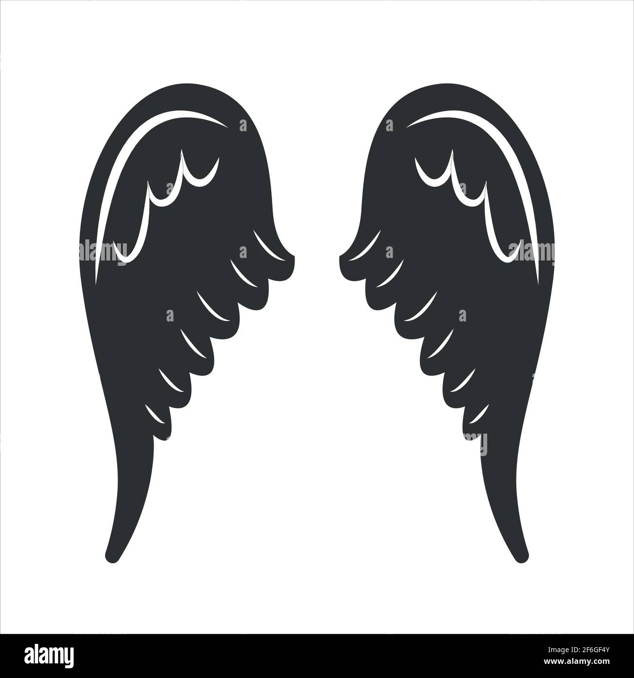 Isolated angel wings on white background. Outline icon. Stock Vector