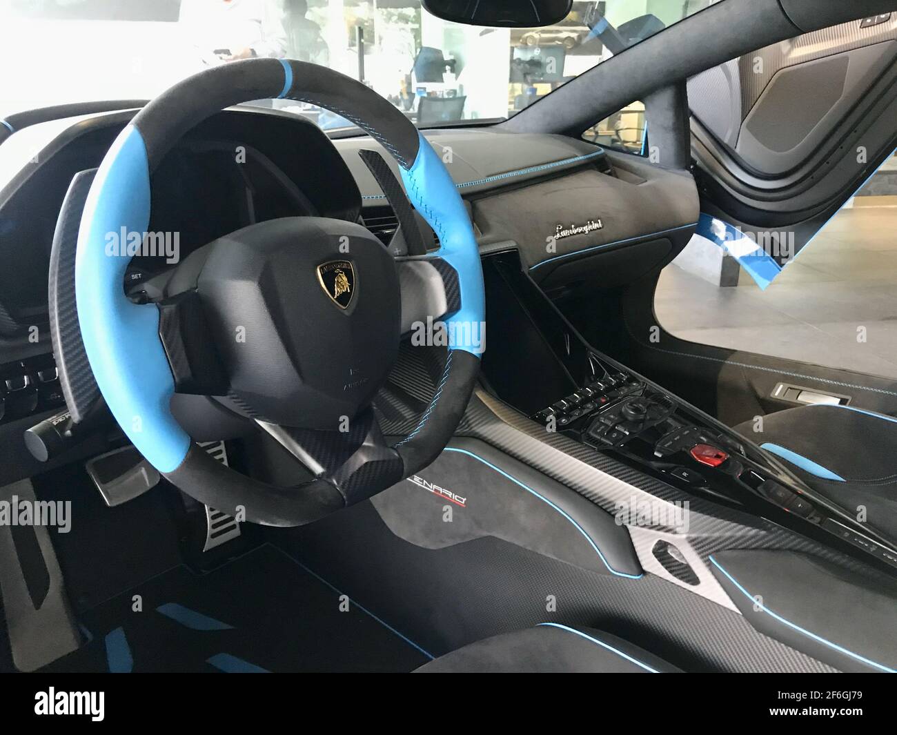 Light Blue Lamborghini Centenario Interior Stock Photo - Alamy