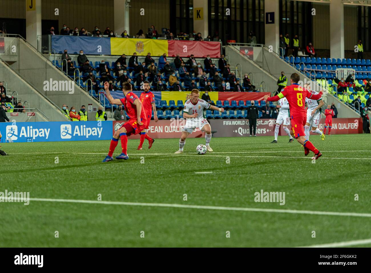 Andorra La Vella, Andorra : 2021 March 31 : L. Kleinheisler HUN in action  in the Qatar 2022 World Cup Qualifying match Andorra vs Hungary Stock Photo