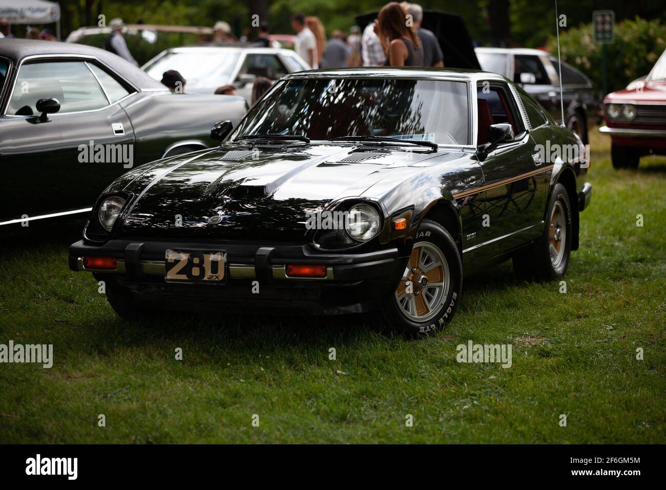 Black Datsun 280ZX at a car show in Chambly, Quebec, canada Stock Photo