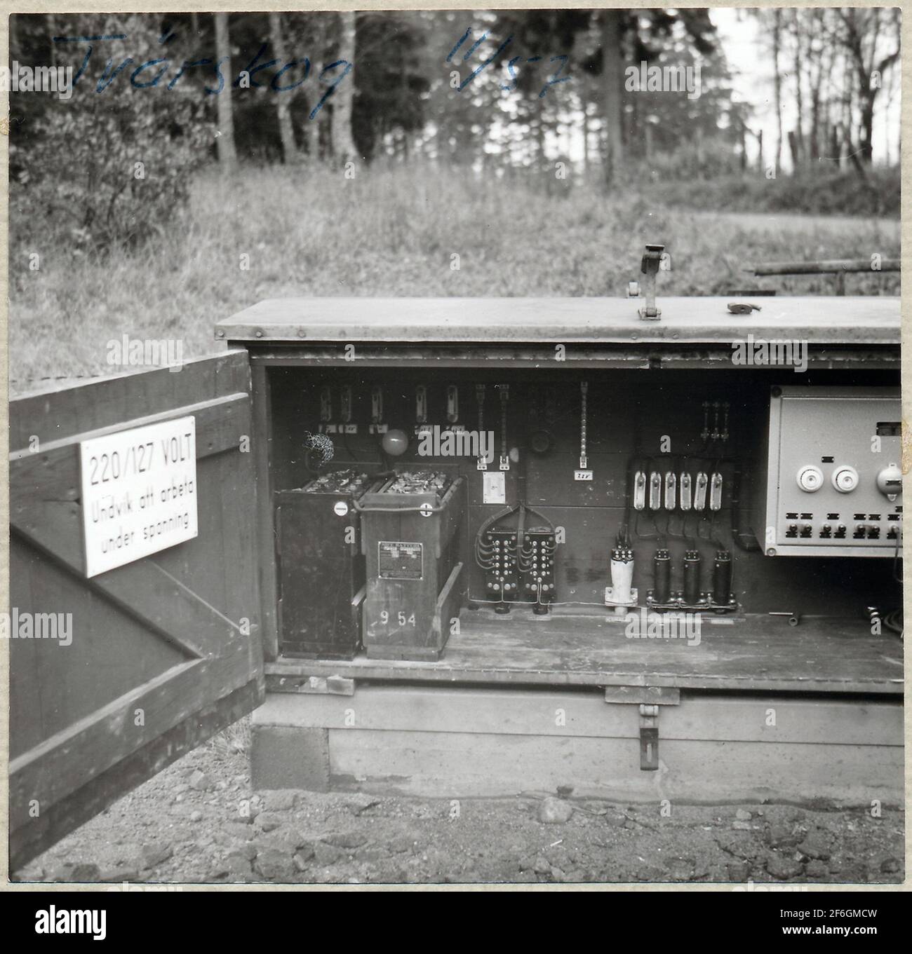 Signal cabinet at cross forest, on the stretch between Finja and Tyringe. Stock Photo