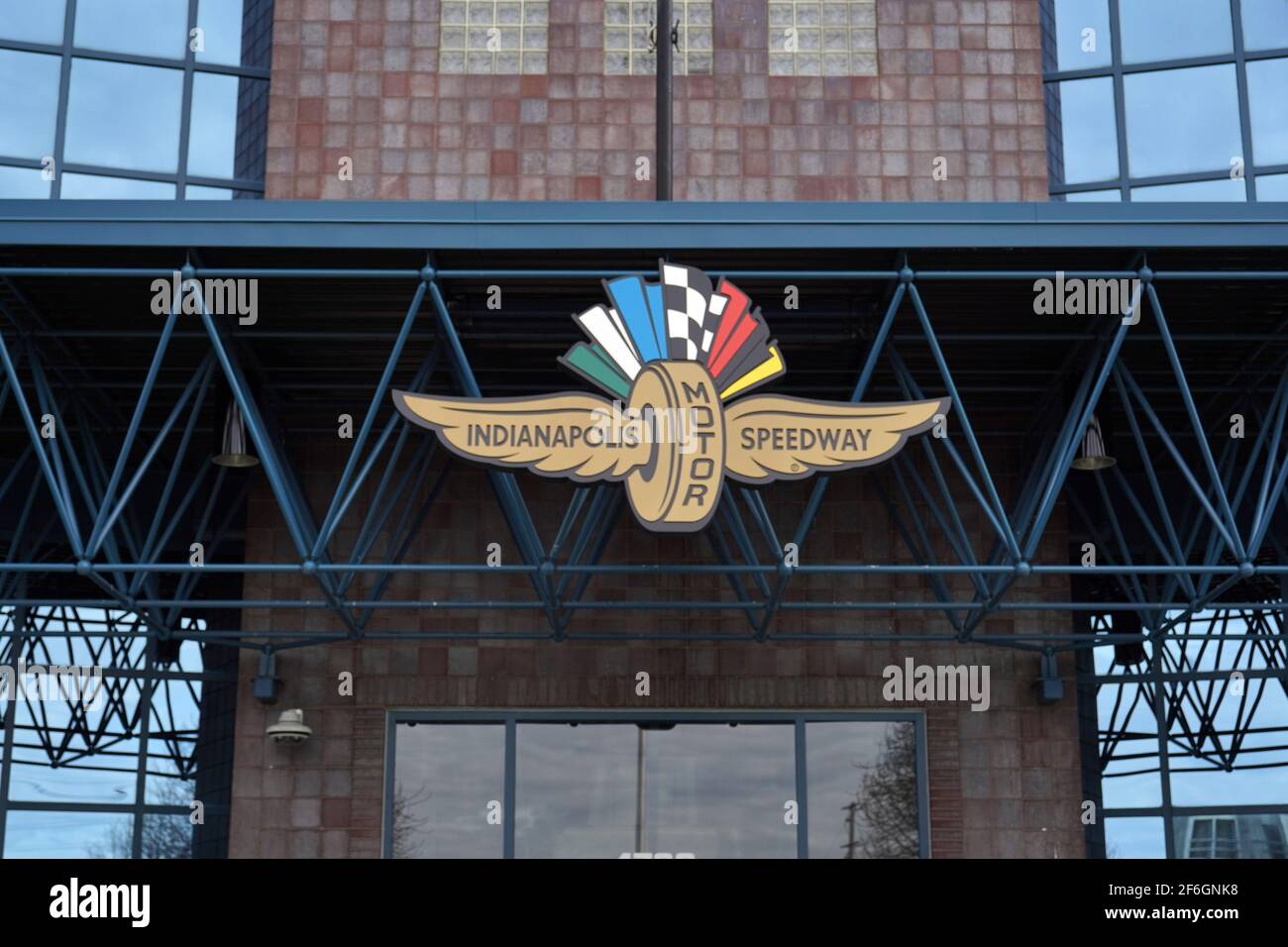 A general view of the Indianapolis Motor Speedway adminstration building, Monday, March 22, 2021, in Speedway, Ind. It is the home of the Indianapolis Stock Photo