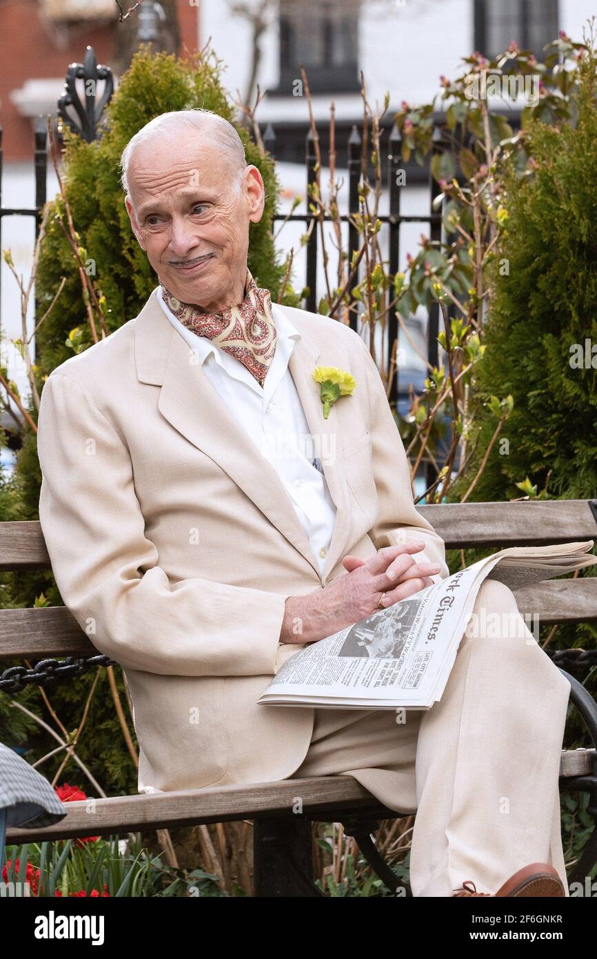 New York, NY, USA. 31st Mar, 2021. John Waters on location for THE MARVELOUS MRS. MAISEL Shooting On Location, Greenwich Village, New York, NY March 31, 2021. Credit: RCF/Everett Collection/Alamy Live News Stock Photo