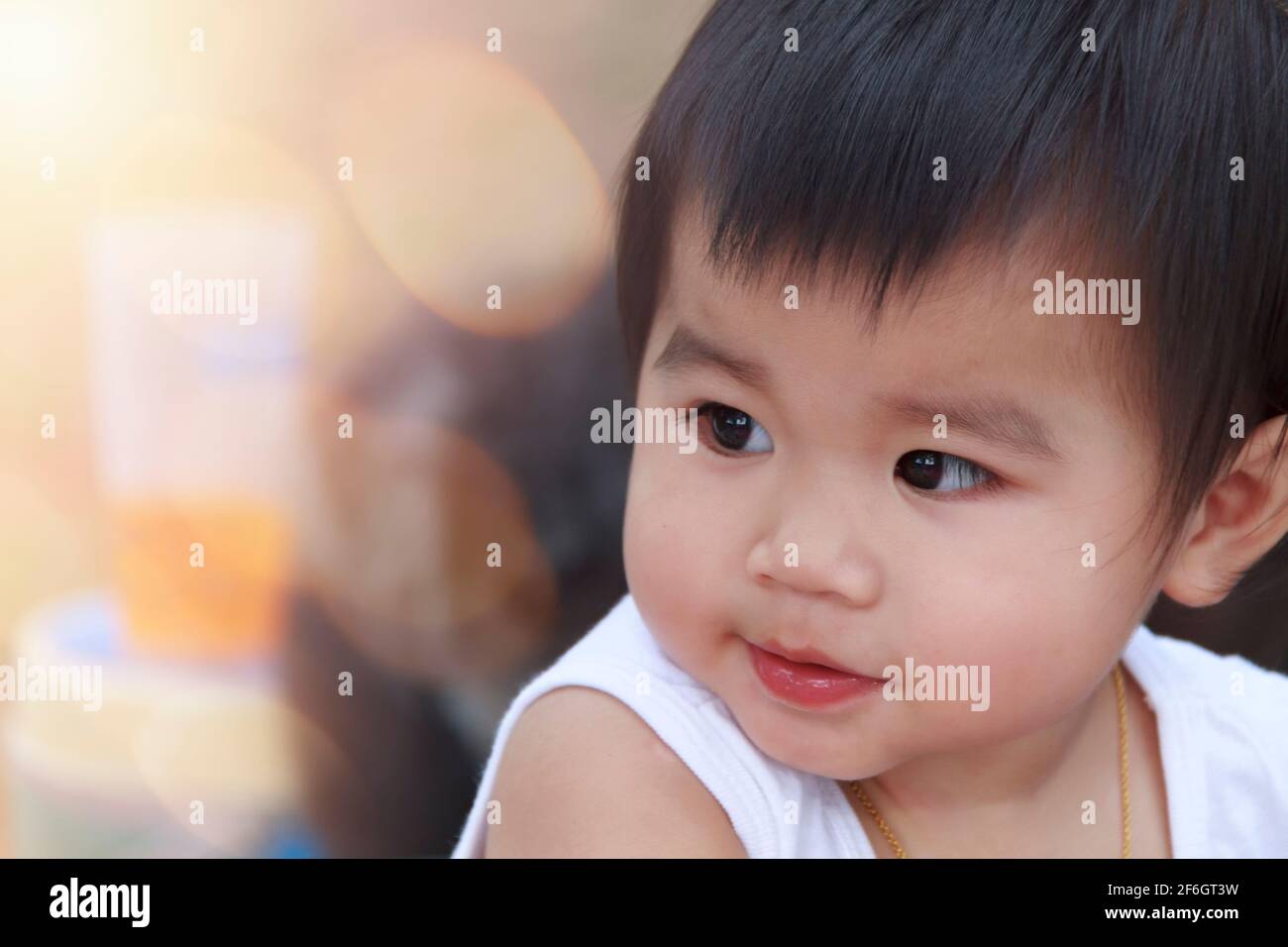 Close up happy smiling little girl. Portrait cute child baby girl
