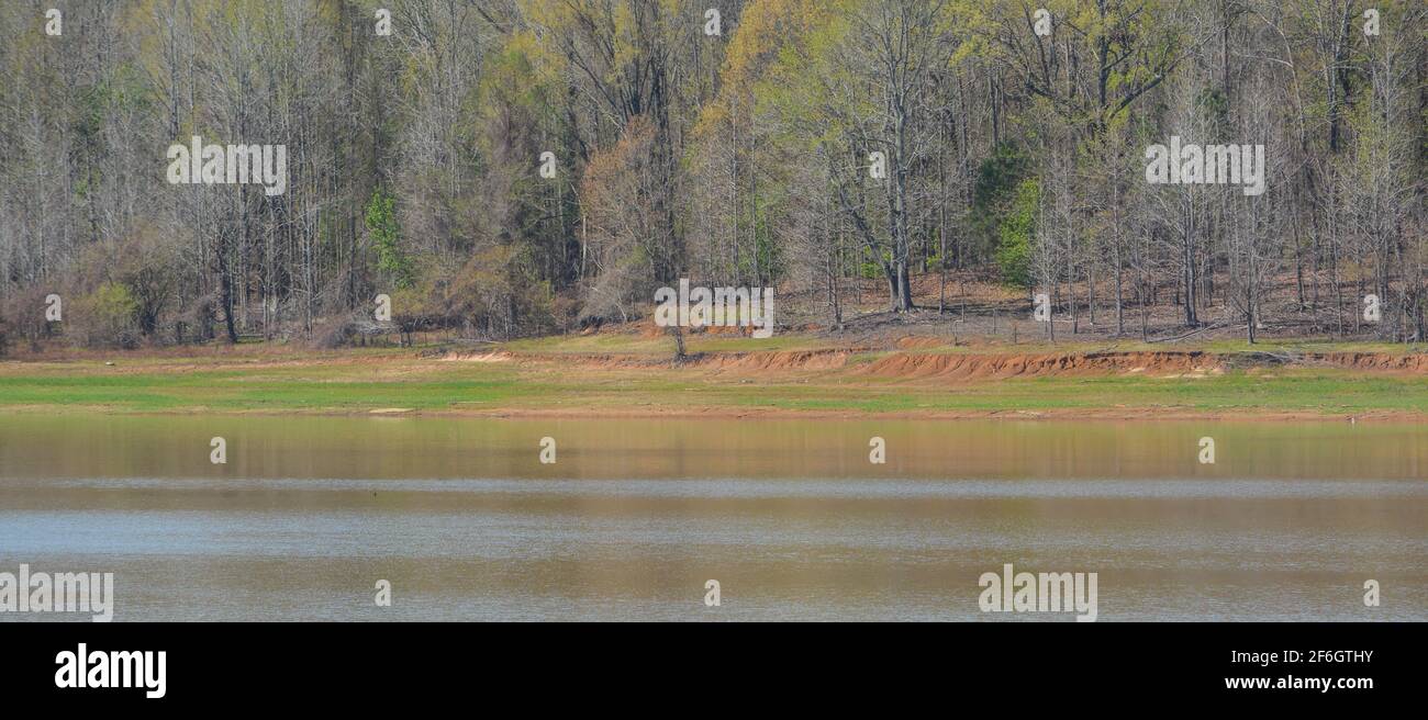 Beautiful park view of Enid Lake in Payne Cossar State Park at
