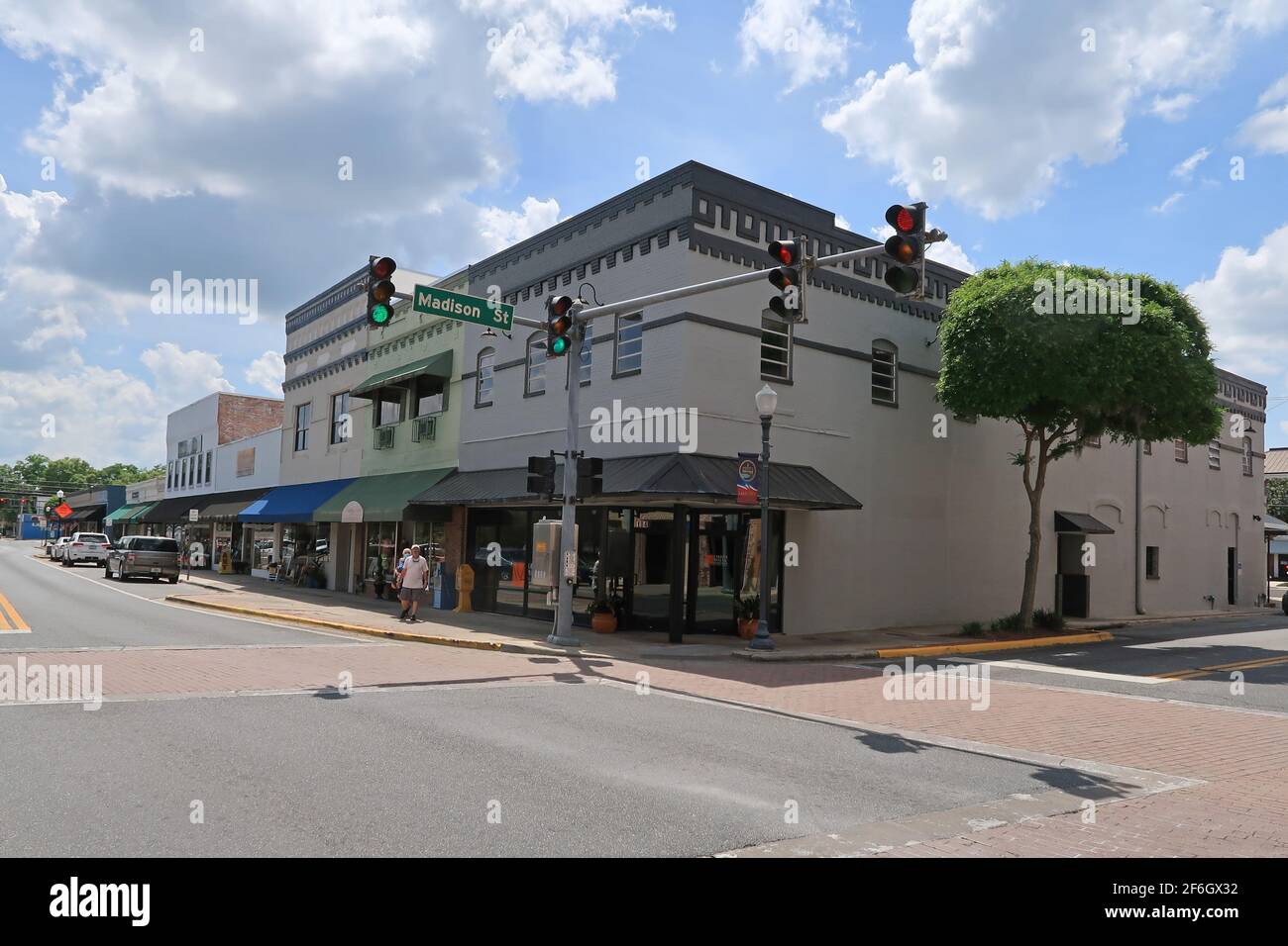 Bars, restaurants, shops and buildings in historic downtown Lake City