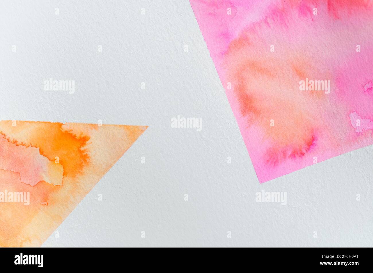 Close-up of watercolor colorful abstract shapes on white background Stock Photo