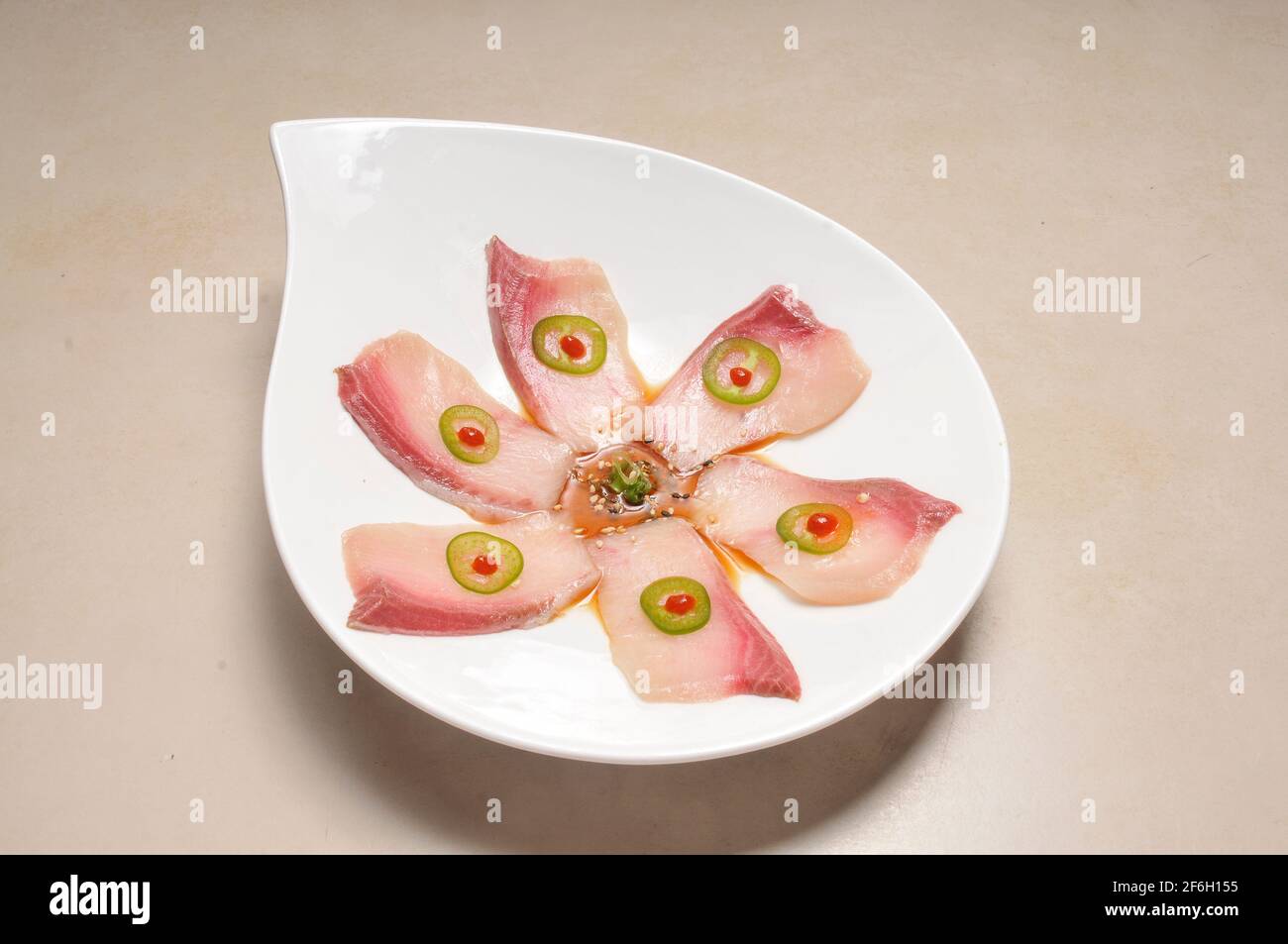 Traditional and authentic Japanese cusine know as a Sushi Roll Stock Photo