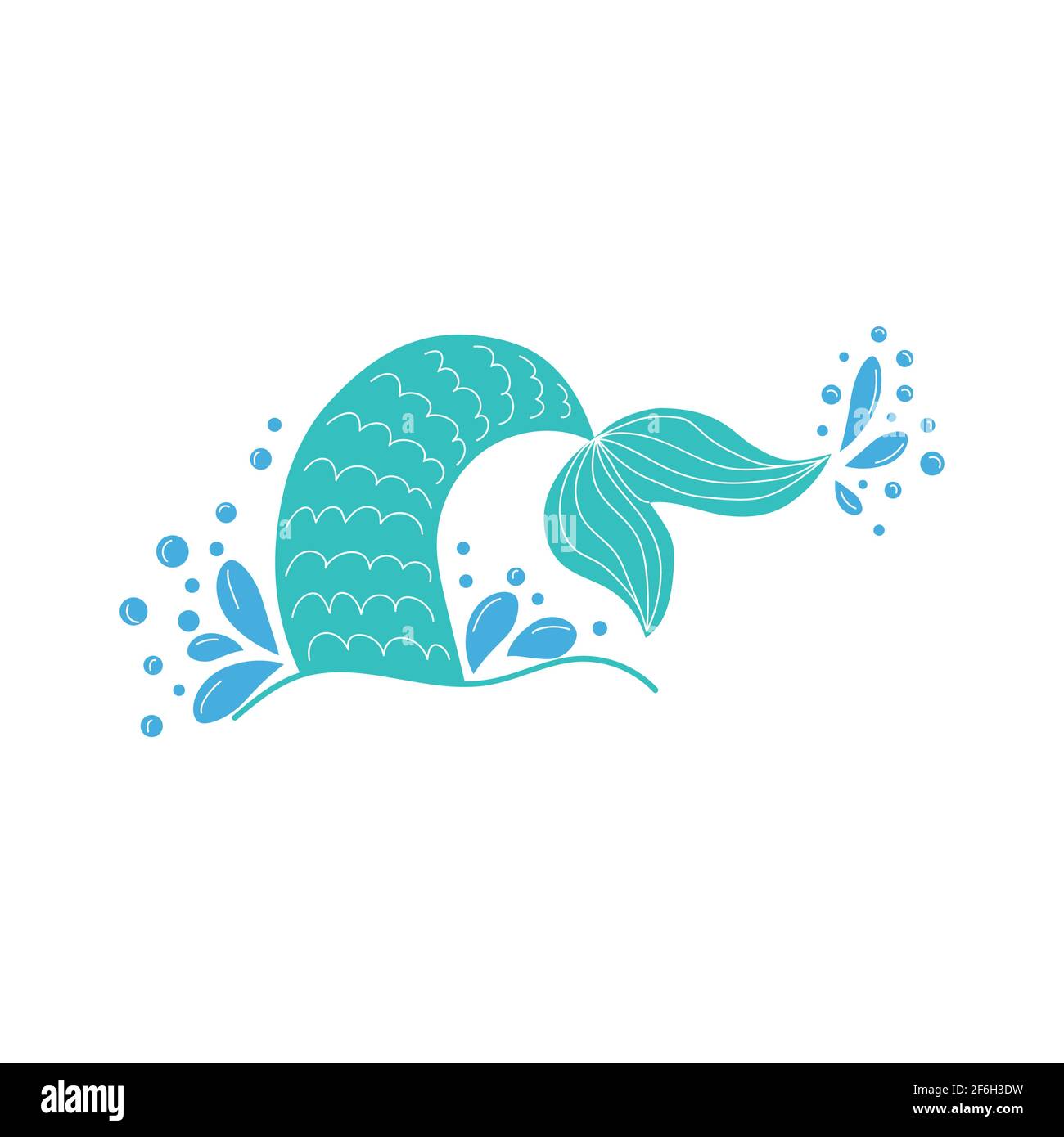 Hand drawn silhouette of mermaid tail with splashing water. Graphic tattoo  Stock Vector Image & Art - Alamy