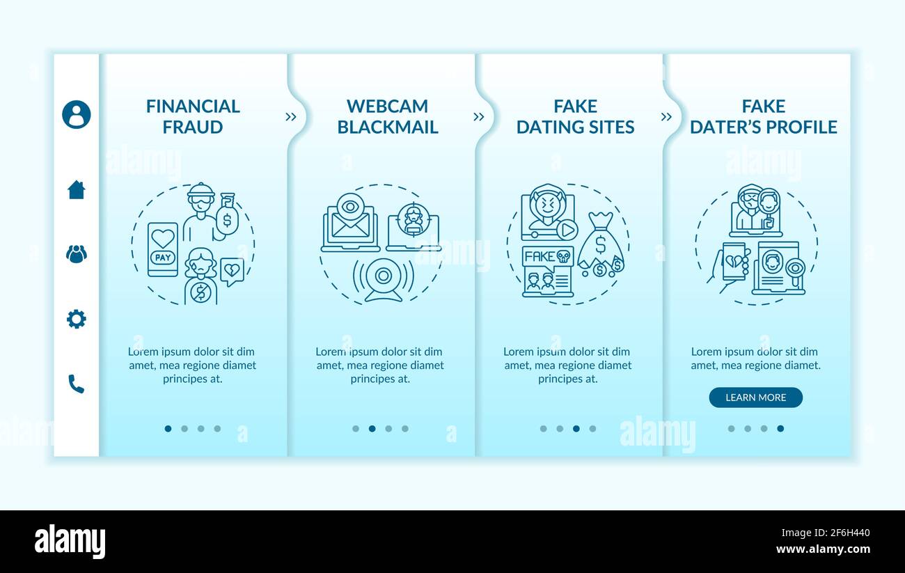 Online dating risks onboarding vector template. Stock Vector