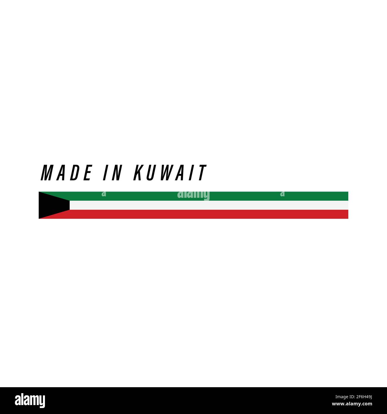 Made in Kuwait, badge or label with flag isolated on white background