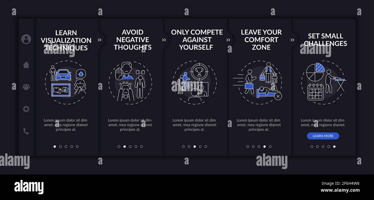 Self-improvement tools onboarding vector template Stock Vector