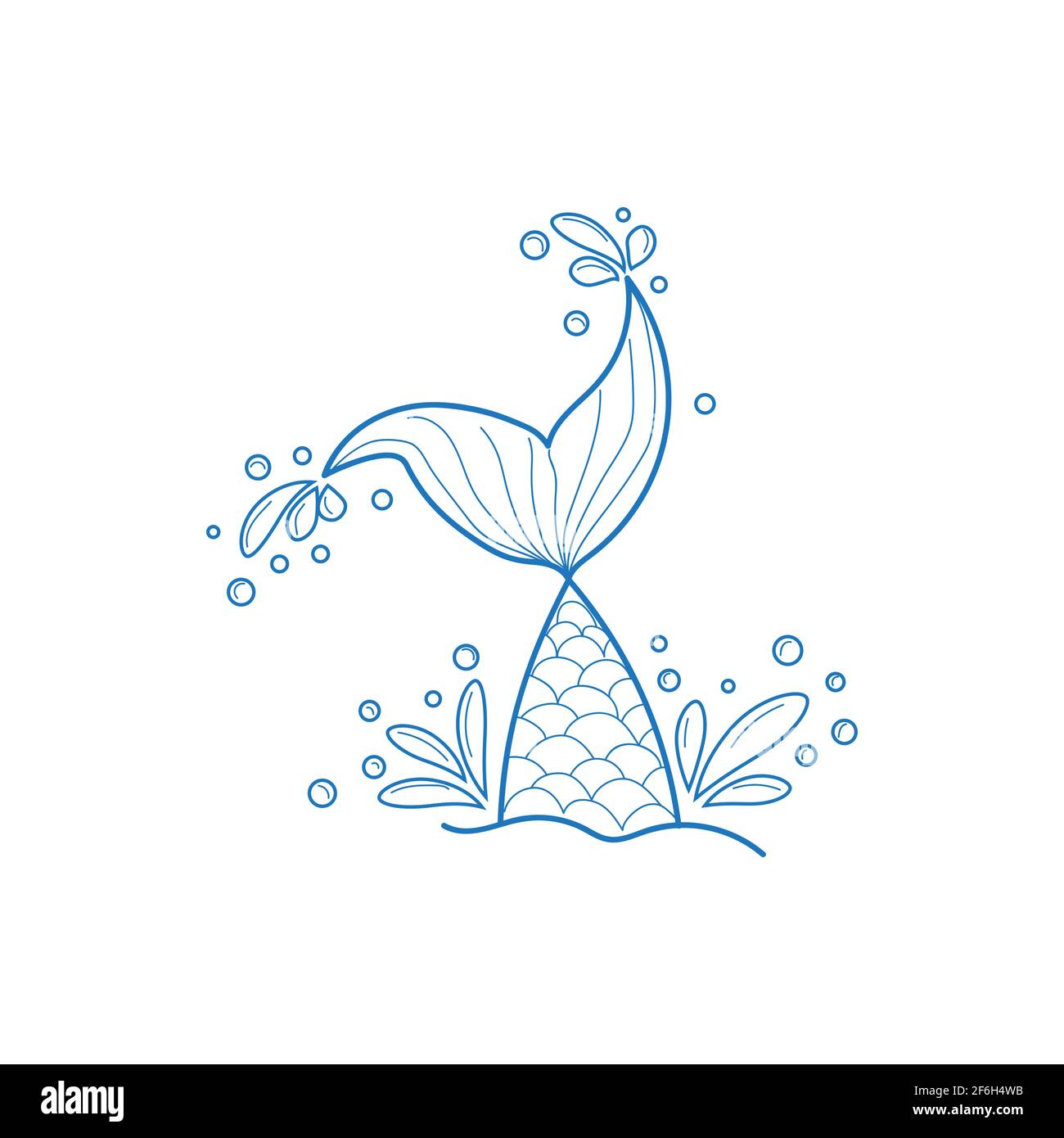 Hand drawn silhouette of mermaid tail with splashing water. Graphic tattoo  Stock Vector Image & Art - Alamy