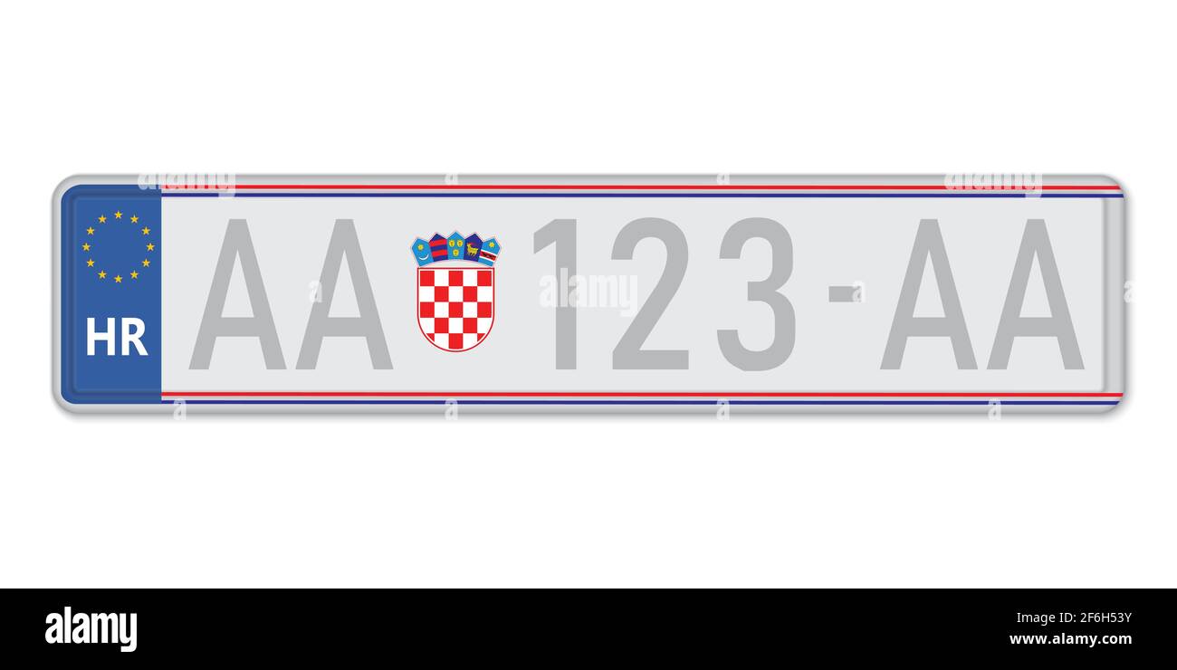 Car number plate. Vehicle registration license of Croatia. European  Standard sizes Stock Vector Image & Art - Alamy