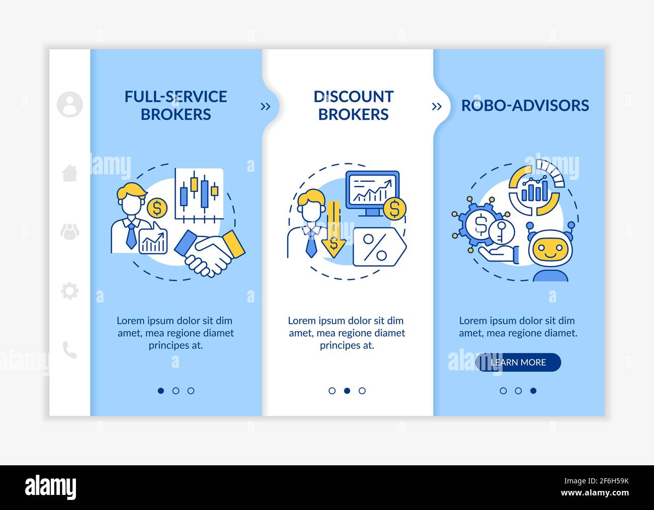 Professional trader types onboarding vector template Stock Vector