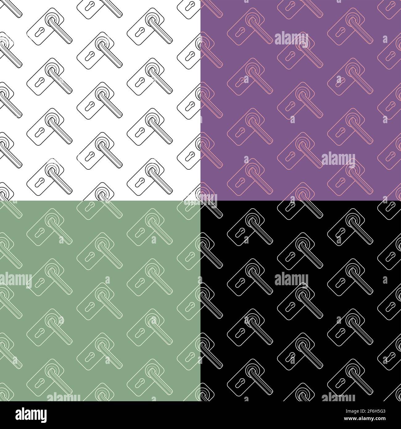 set of seamless patterns with doorknob. Ornament for decoration and printing on fabric. Design element. Vector Stock Vector