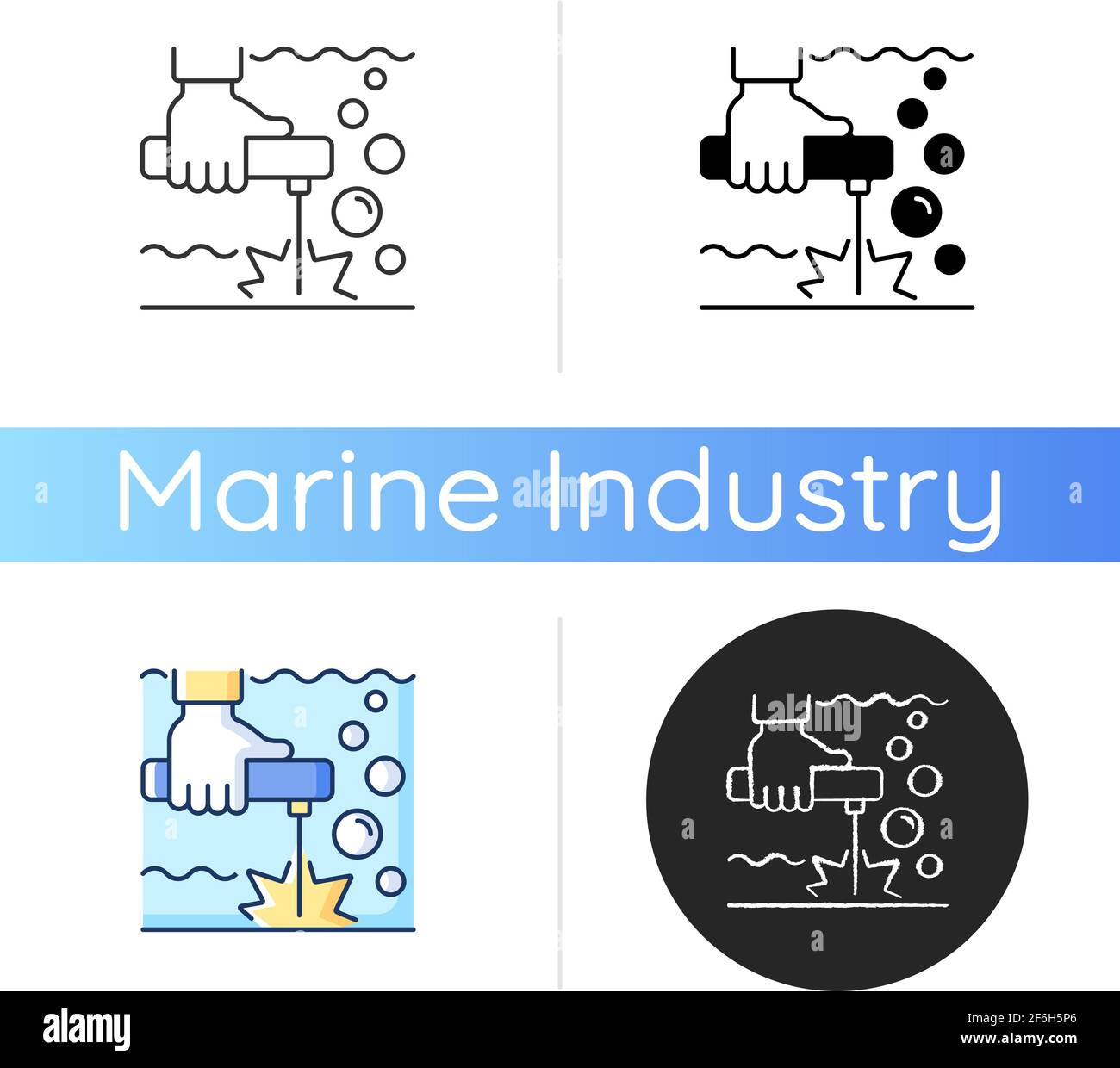 Underwater welding icon Stock Vector