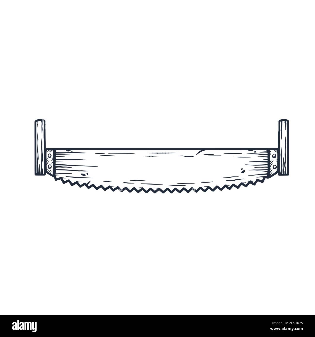 Lumberjack twohanded saw or handsaw tool for logo Stock Vector Image
