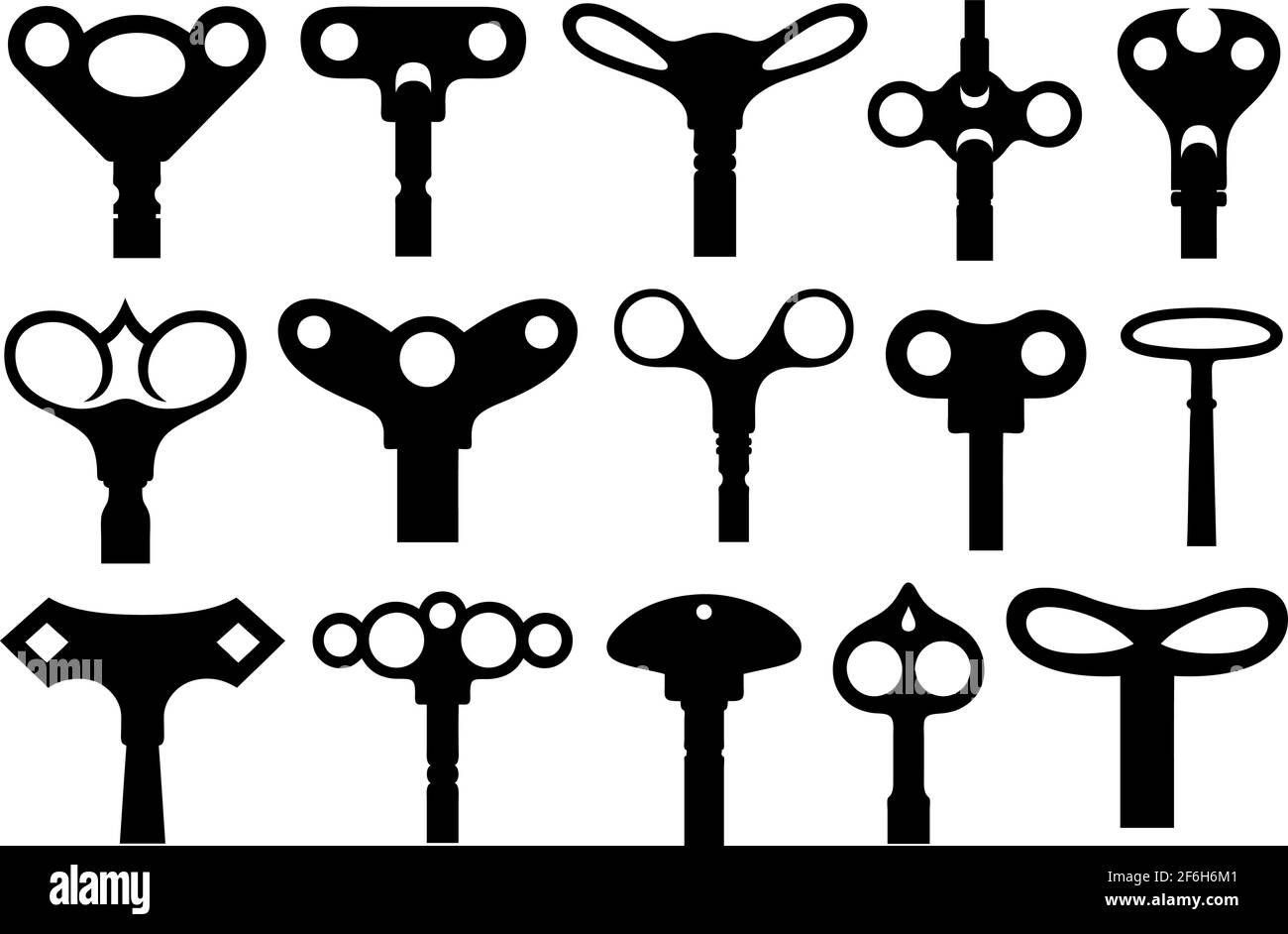 Group of different wind up keys isolated on white Stock Vector Image
