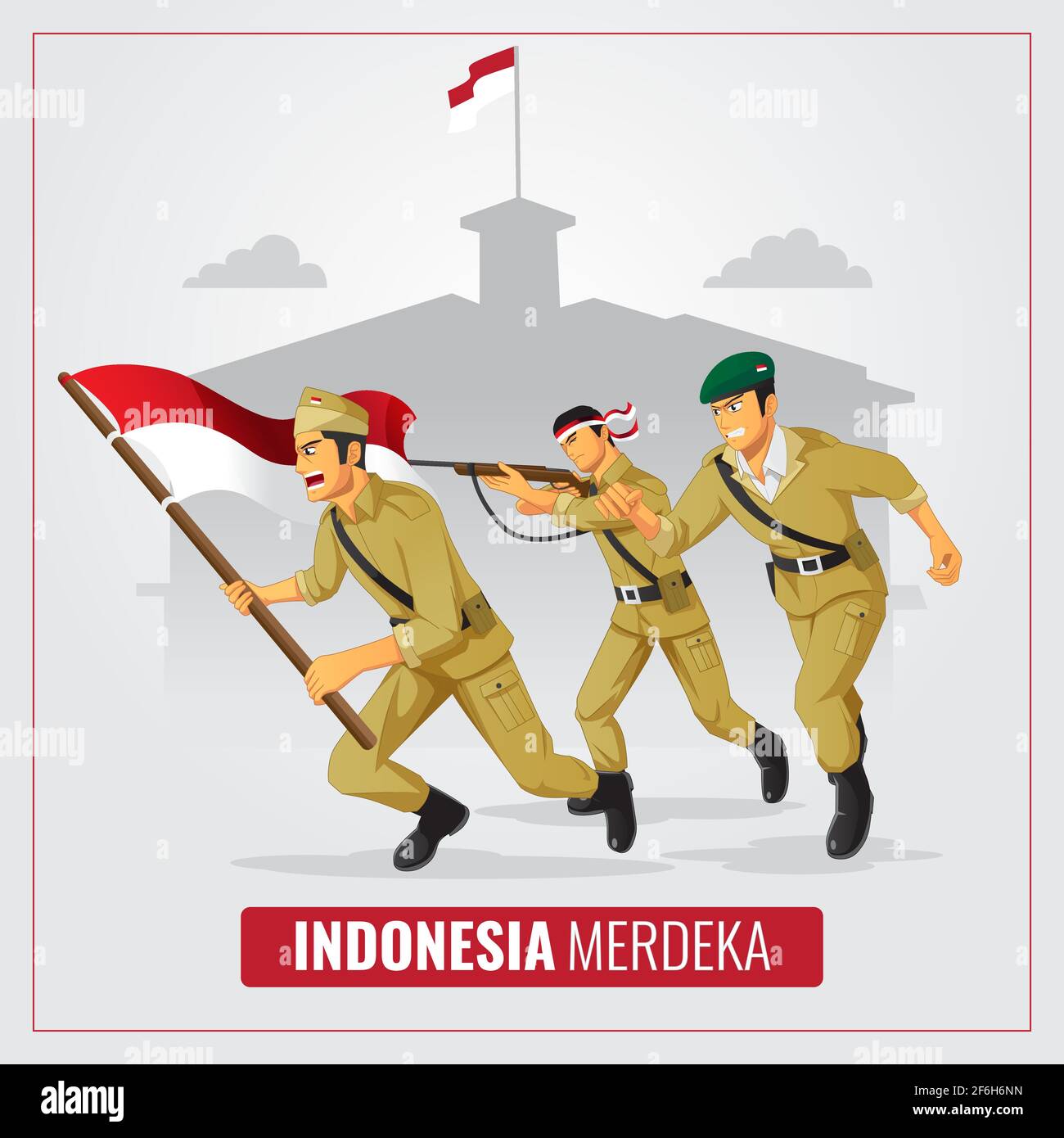 Indonesia Independence day with hero background Stock Vector