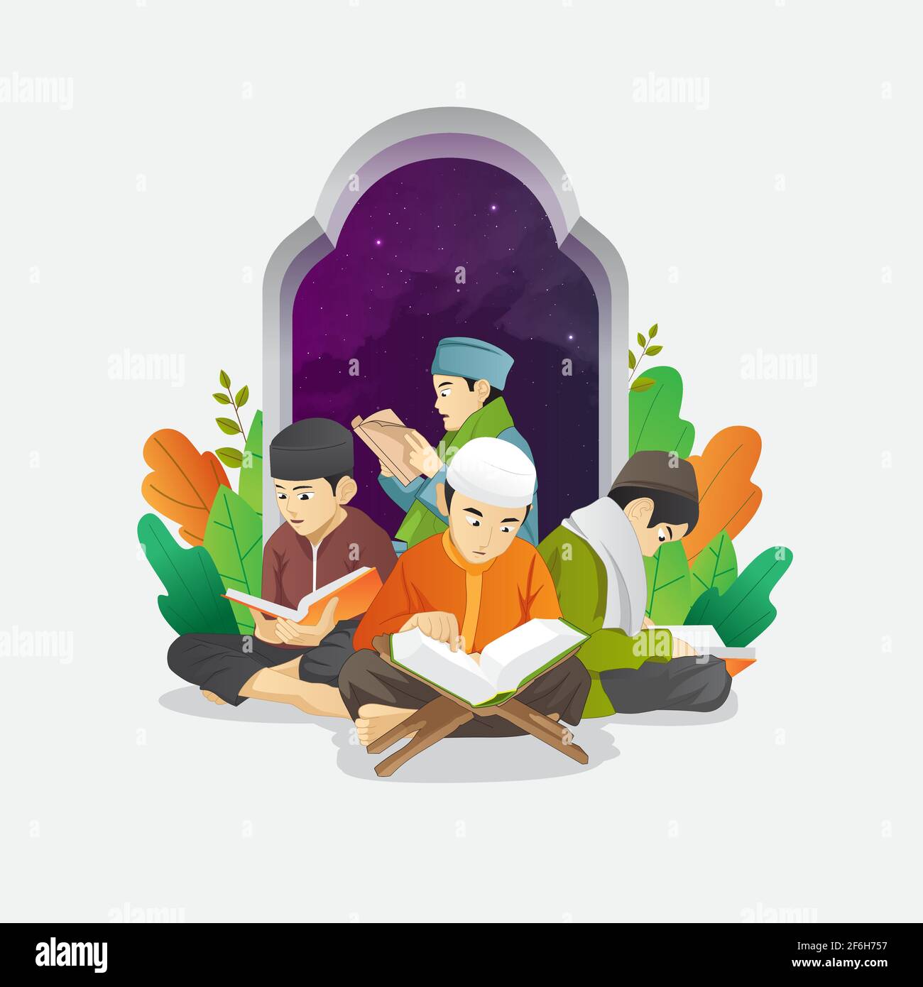 ramadan kids activity recitation Quran vector illustration Stock Vector