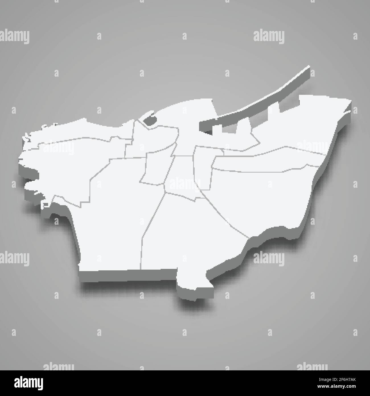 3d isometric map of Beirut is a Governorate of Lebanon, vector illustration Stock Vector