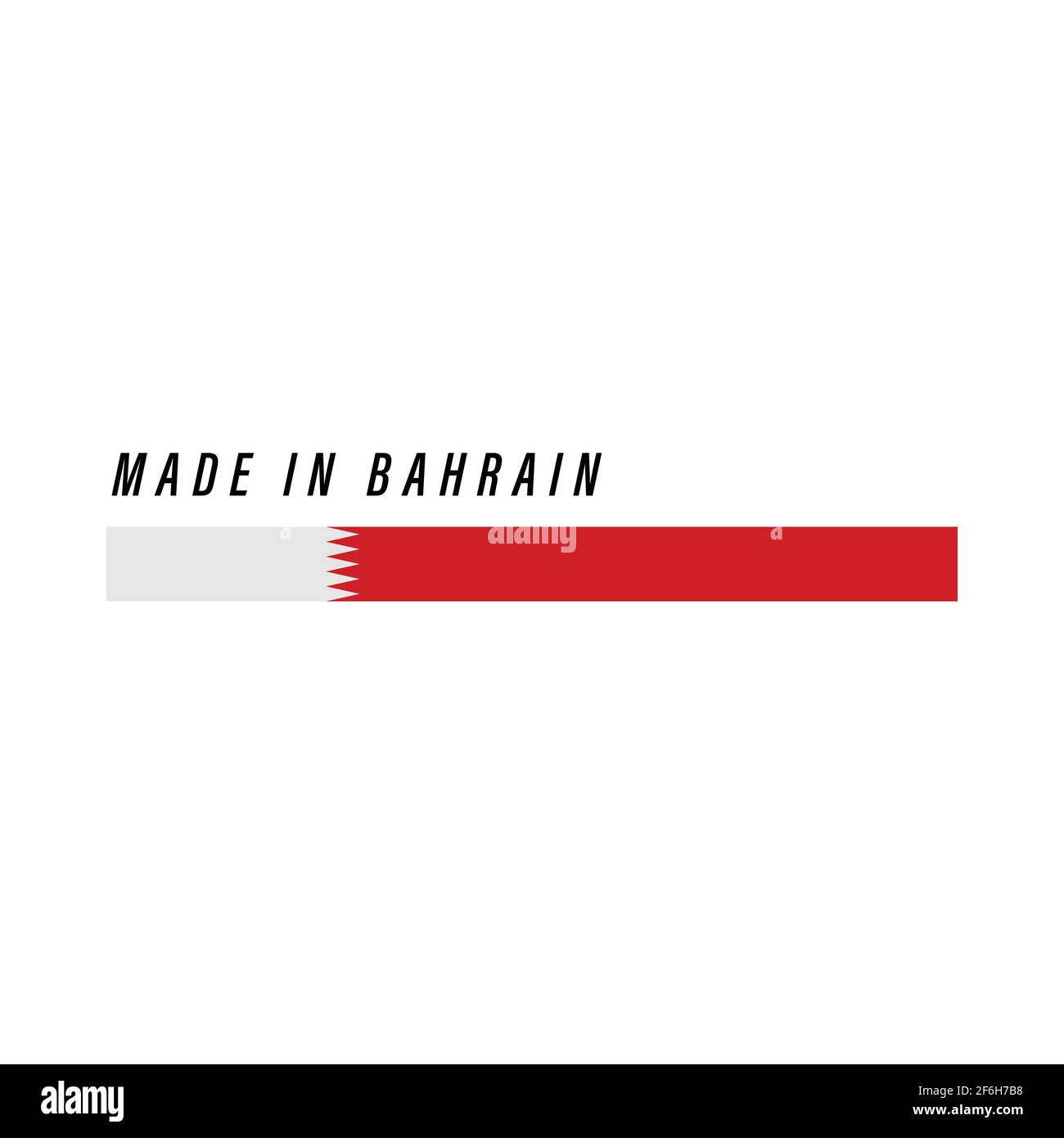 Made in Bahrain, badge or label with flag isolated on white background