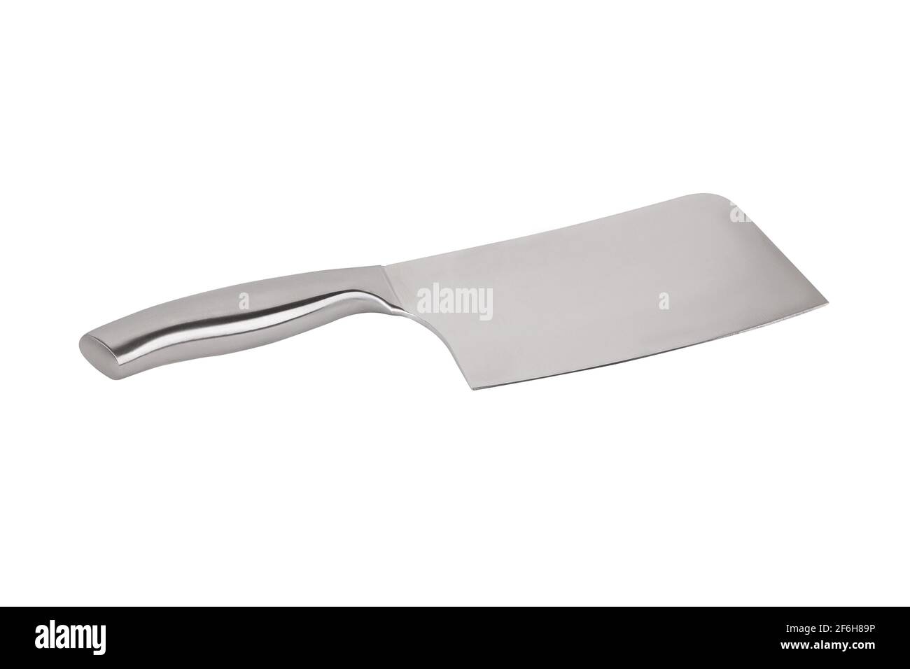 Stainless steel butcher's knife isolated on white background. Meat cleaver knife. Stock Photo