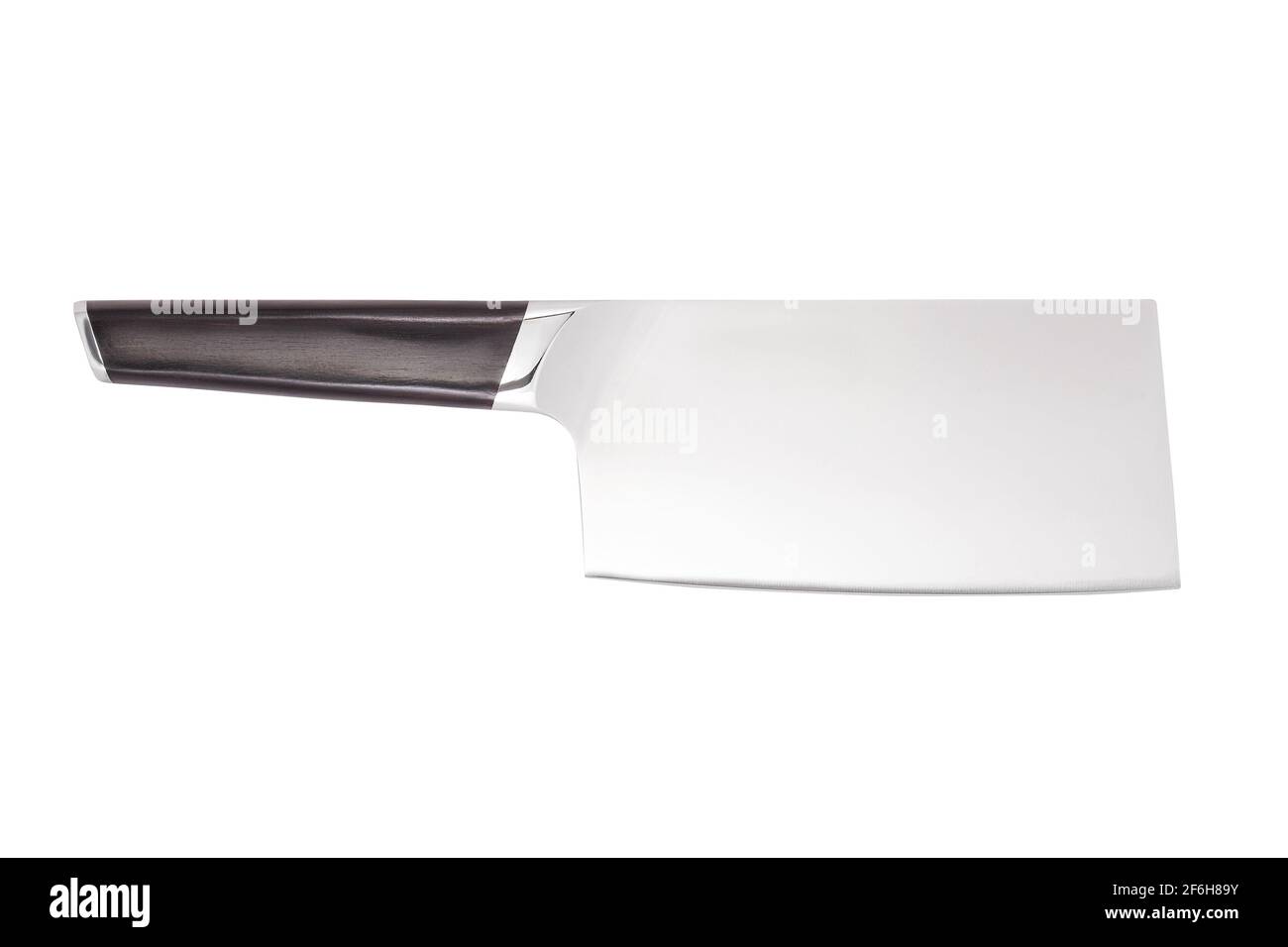 Stainless steel butcher's knife isolated on white background. Meat cleaver knife. Stock Photo