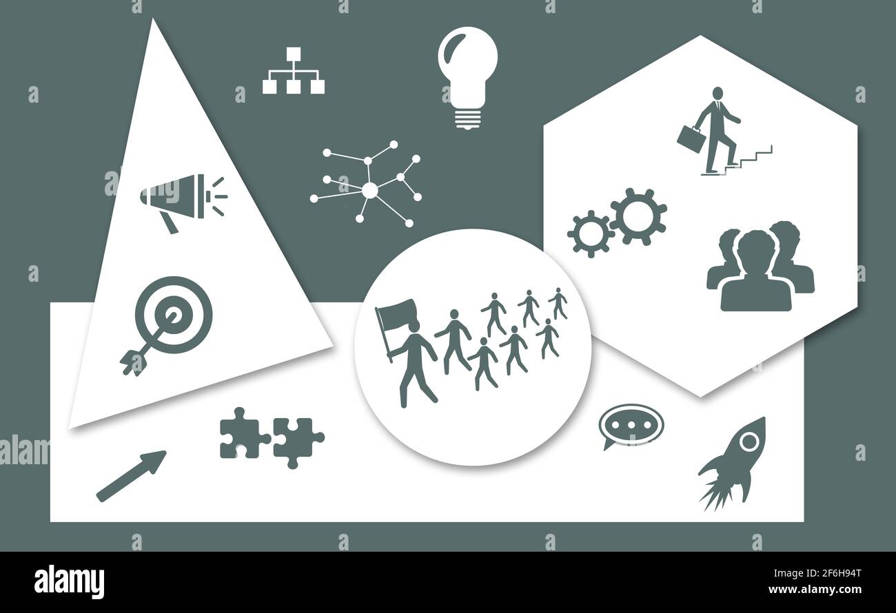 Concept of leadership with icons on geometric shapes background Stock ...