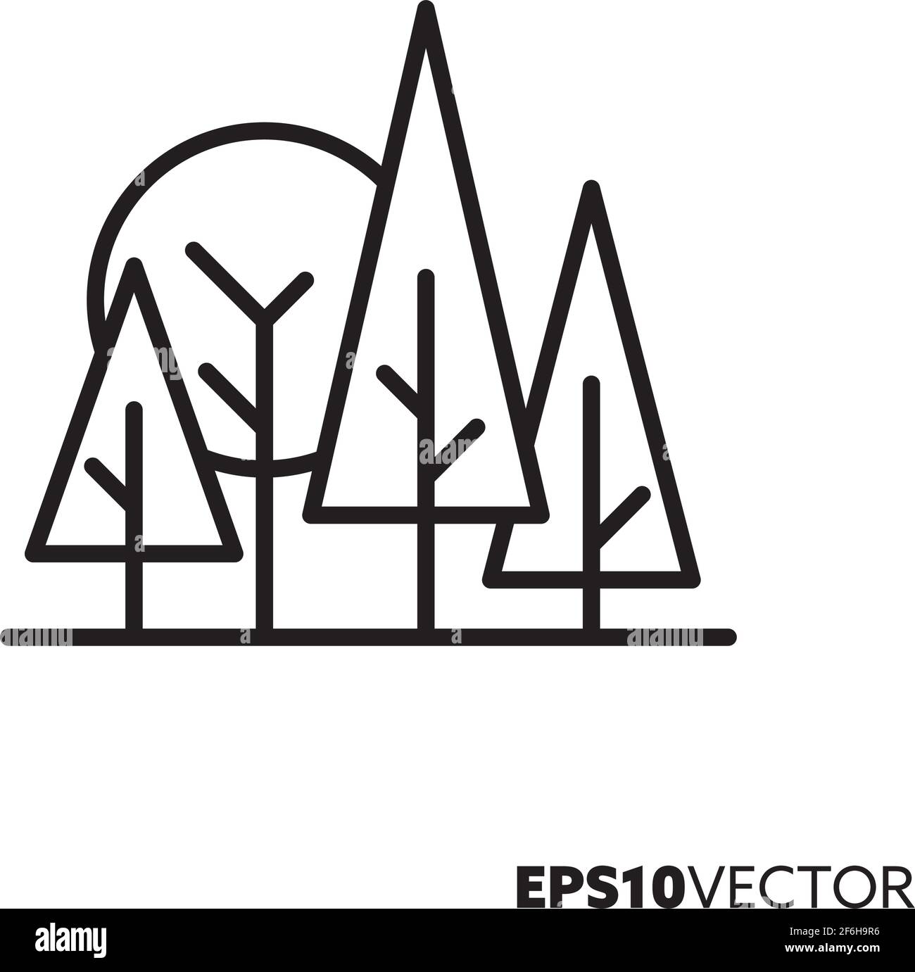 Forest line icon. Trees outline symbol. Environment and landscape concept vector illustration. Stock Vector