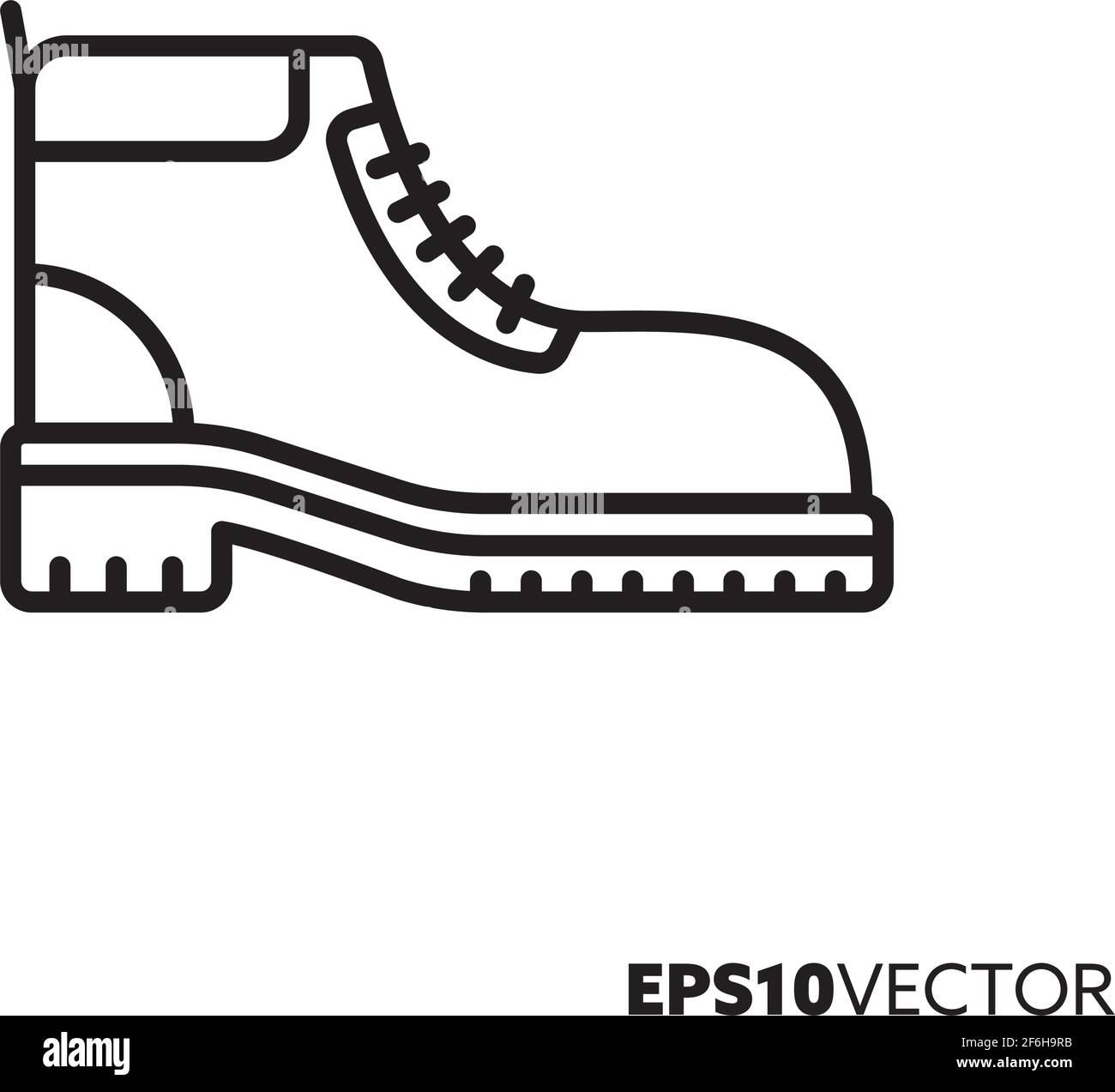 Hiking boot line icon. Outline symbol of footwear and outdoor pursuits.  Shoe flat vector illustration Stock Vector Image & Art - Alamy