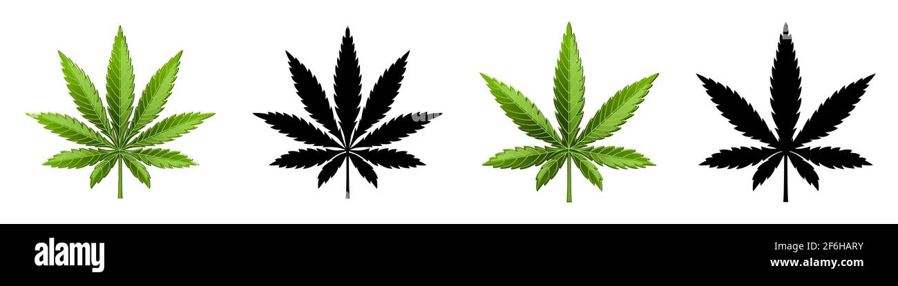 Marijuana leaf or cannabis leaf weed icons Stock Vector