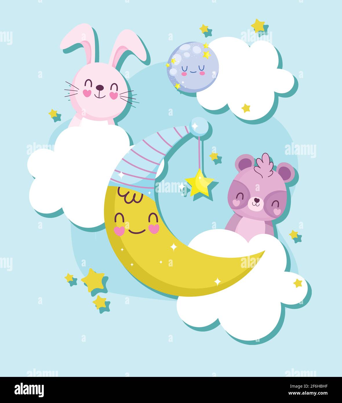 baby shower animals moon clouds Stock Vector Image & Art - Alamy