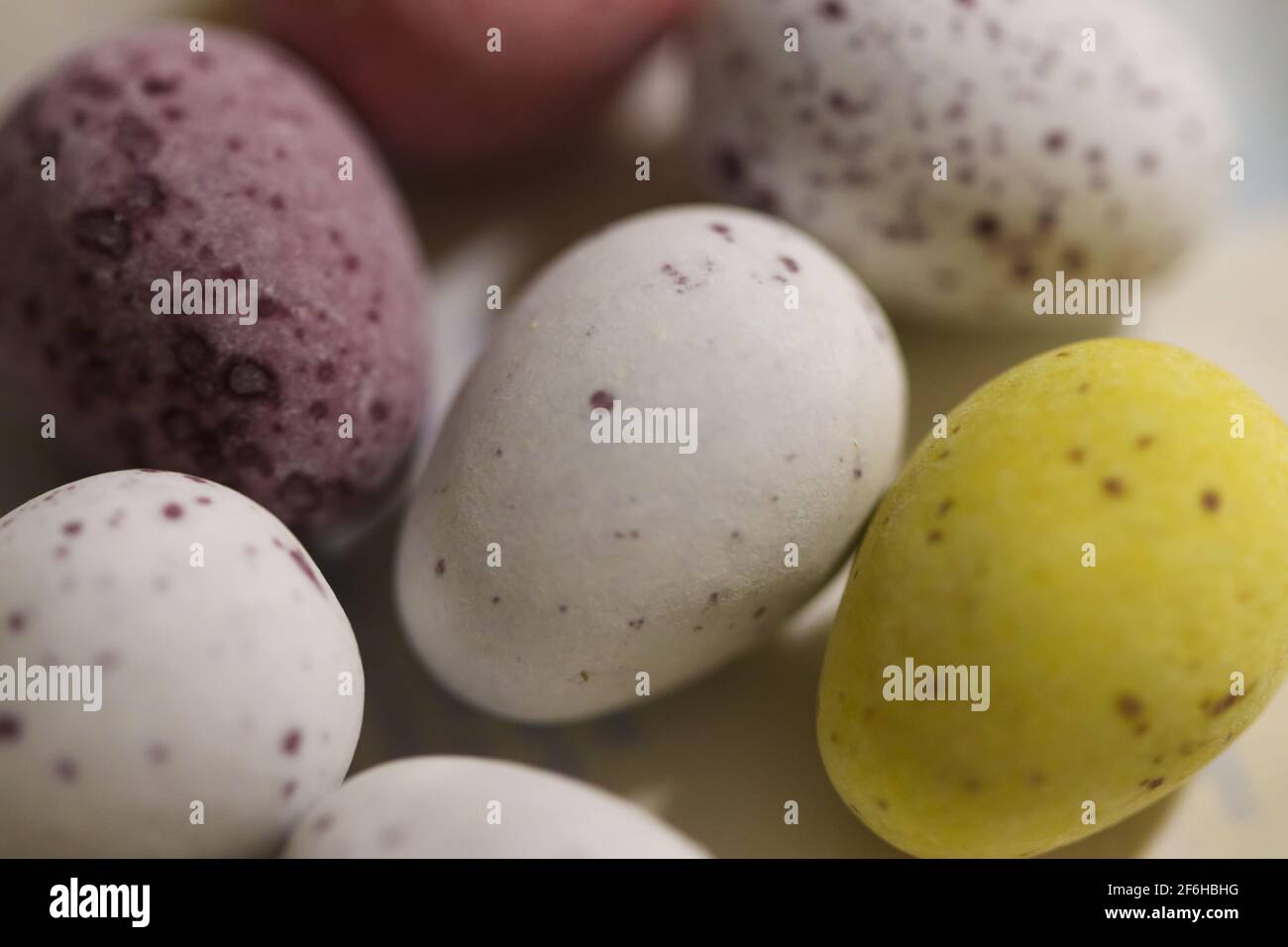 A tempting looking macro shot of some chocolate eggs with a shallow depth of field Stock Photo