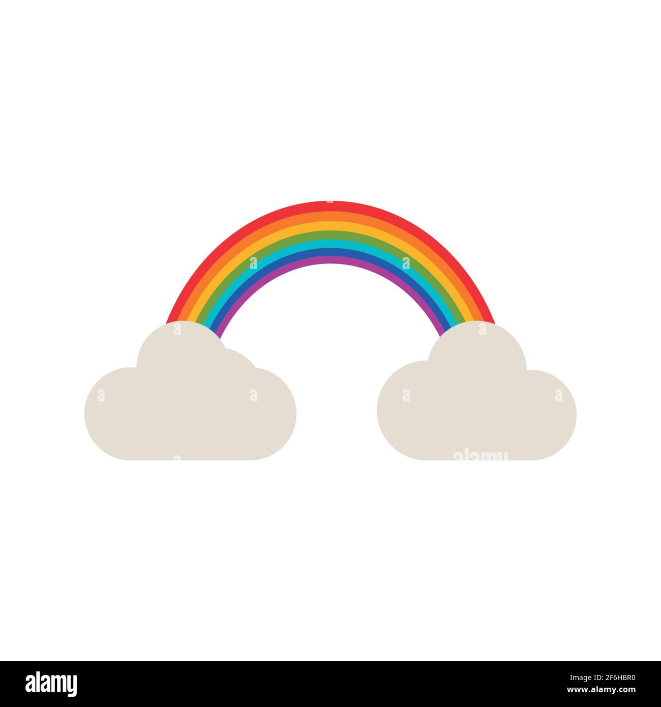 Rainbow icon in the clouds, vector illustration isolated on white background. Stock Vector