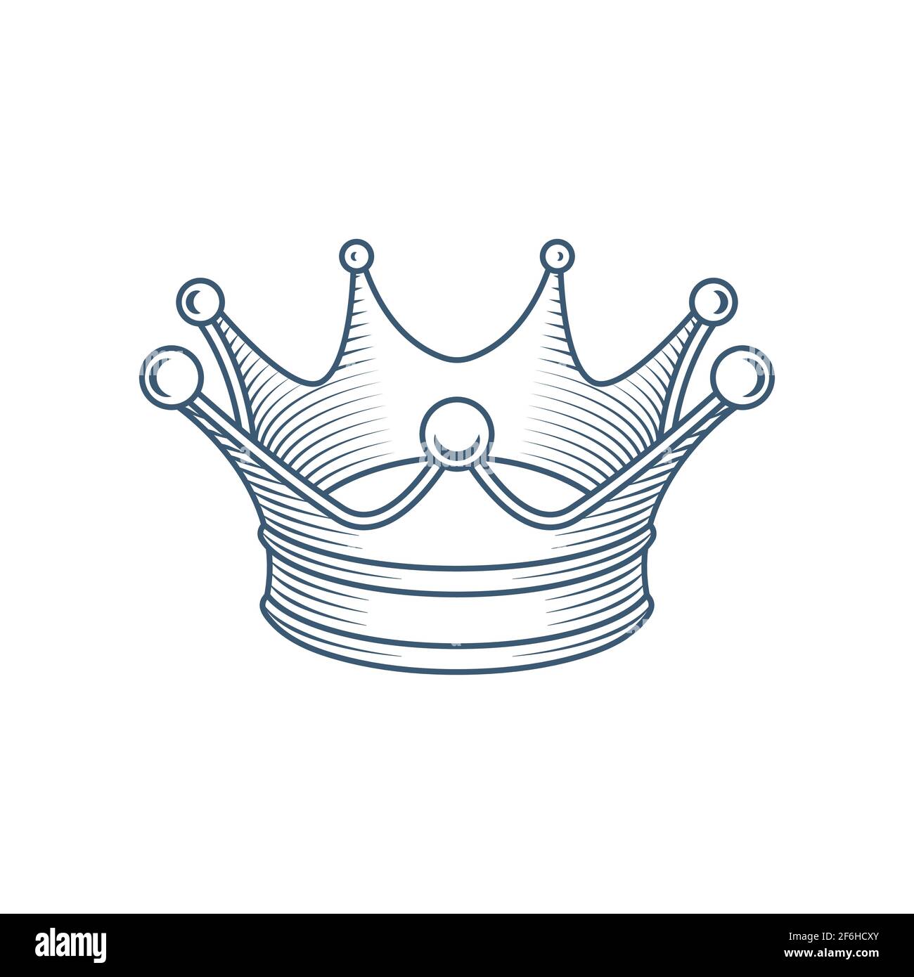 Crown. Hand drawn crown vector illustration. Vintage, engraving style crown drawing. Part of set. Stock Vector