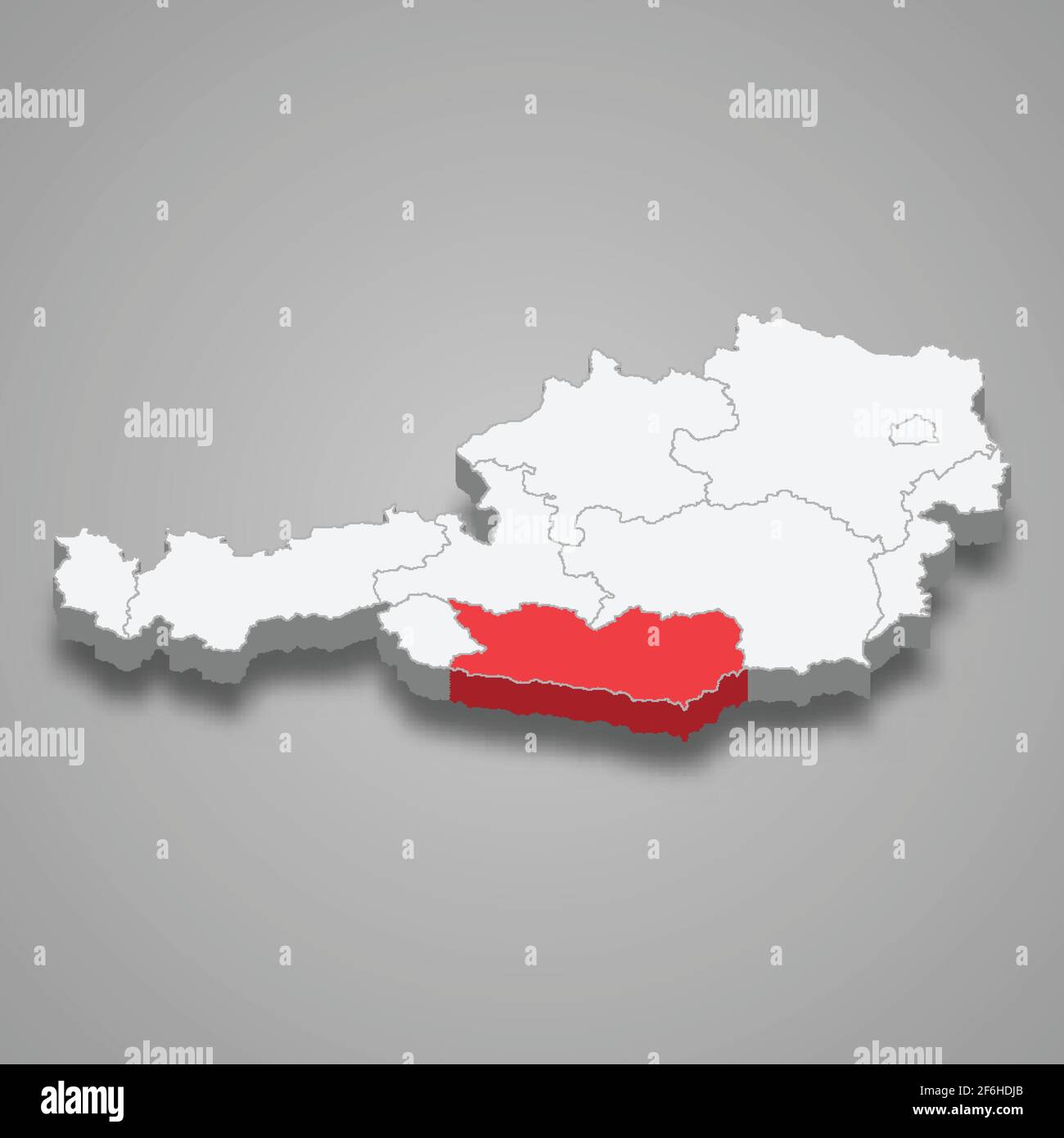 Carinthia region location within Austria 3d isometric map Stock Vector