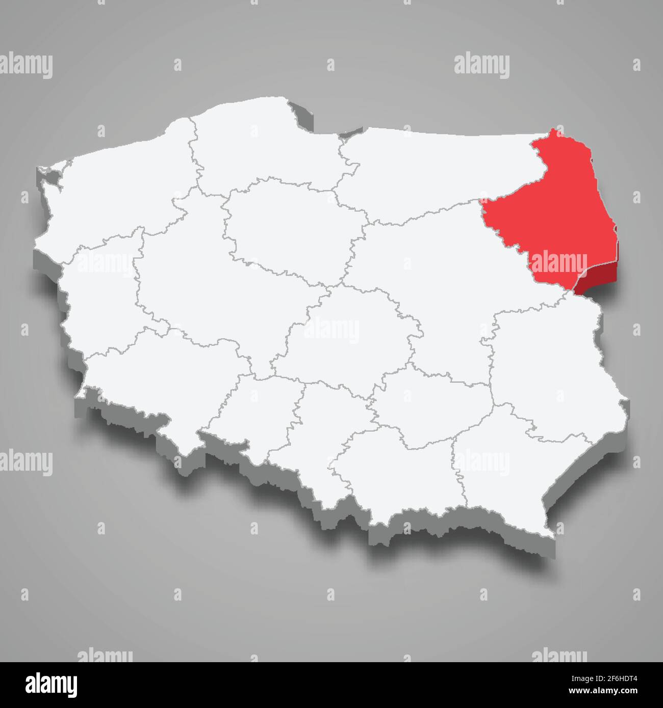 Podlaskie region location within Poland 3d isometric map Stock Vector