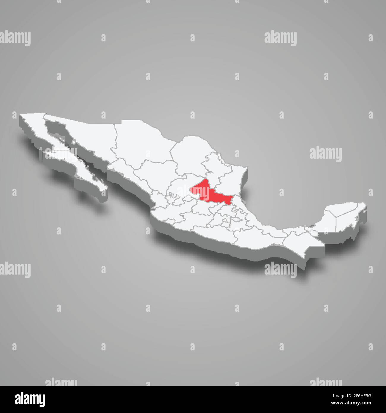 San Luis Potosi region location within Mexico 3d isometric map Stock Vector
