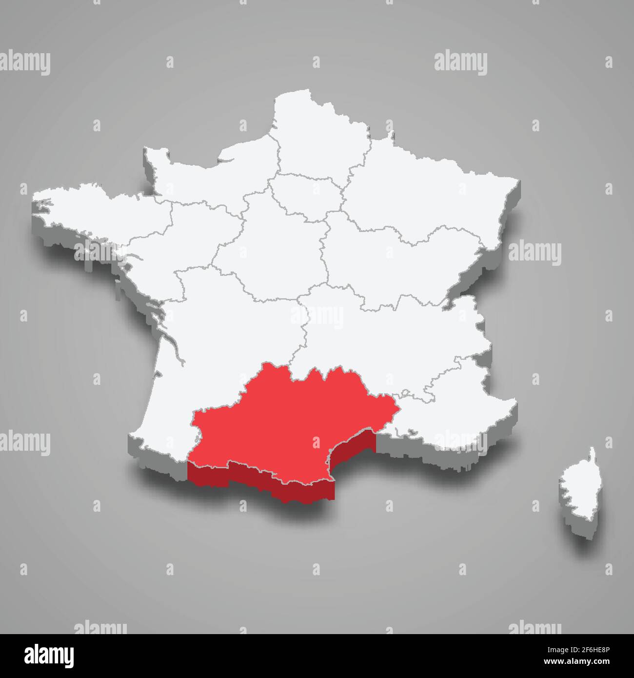 Occitanie region location within France 3d isometric map Stock Vector ...